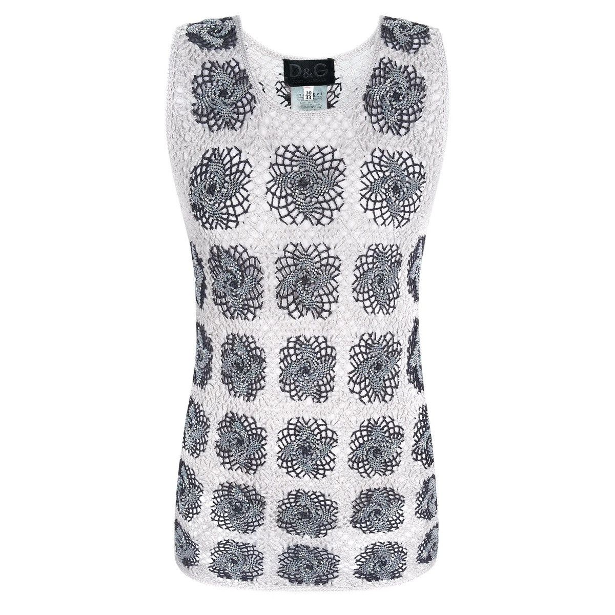 image of Dolce Gabbana D&g Spring 1999 Crochet Top With Beads in White, Women's (Size Small)