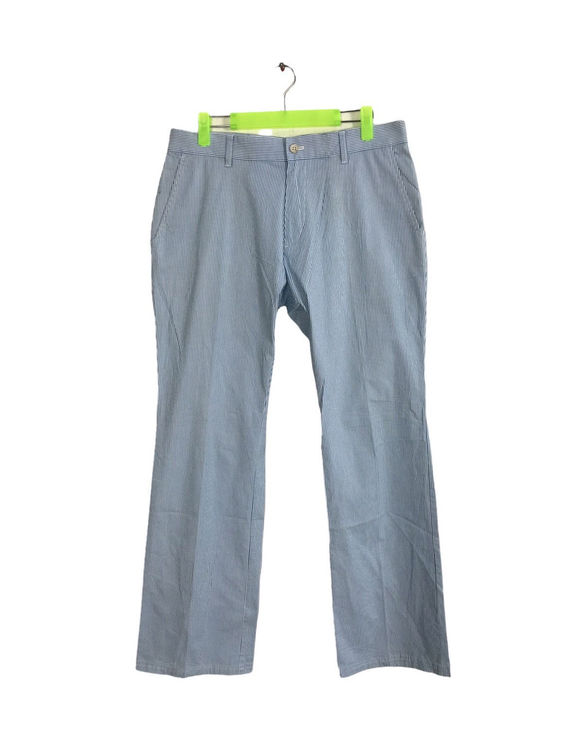 image of Adidas Striped Tapered Striped Pants Straight Cut Athletic in Baby Blue/White, Men's (Size 32)