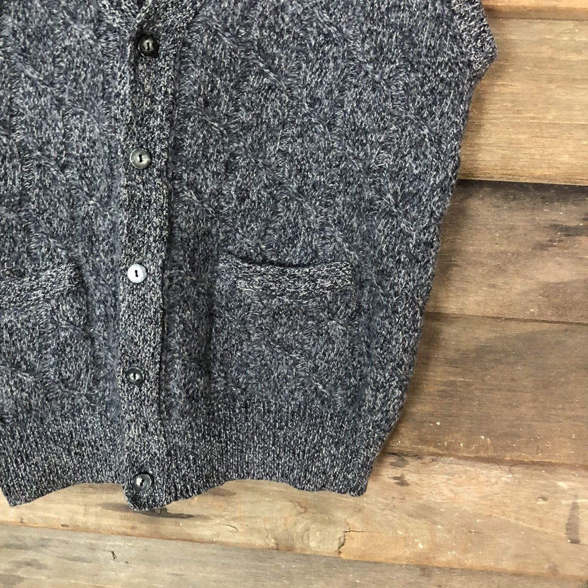 Homespun Knitwear × Japanese Brand × Vintage Arrive One Grey fine wool Vest cardigan #5534 Size M / US 6-8 / IT 42-44 - 5 Thumbnail