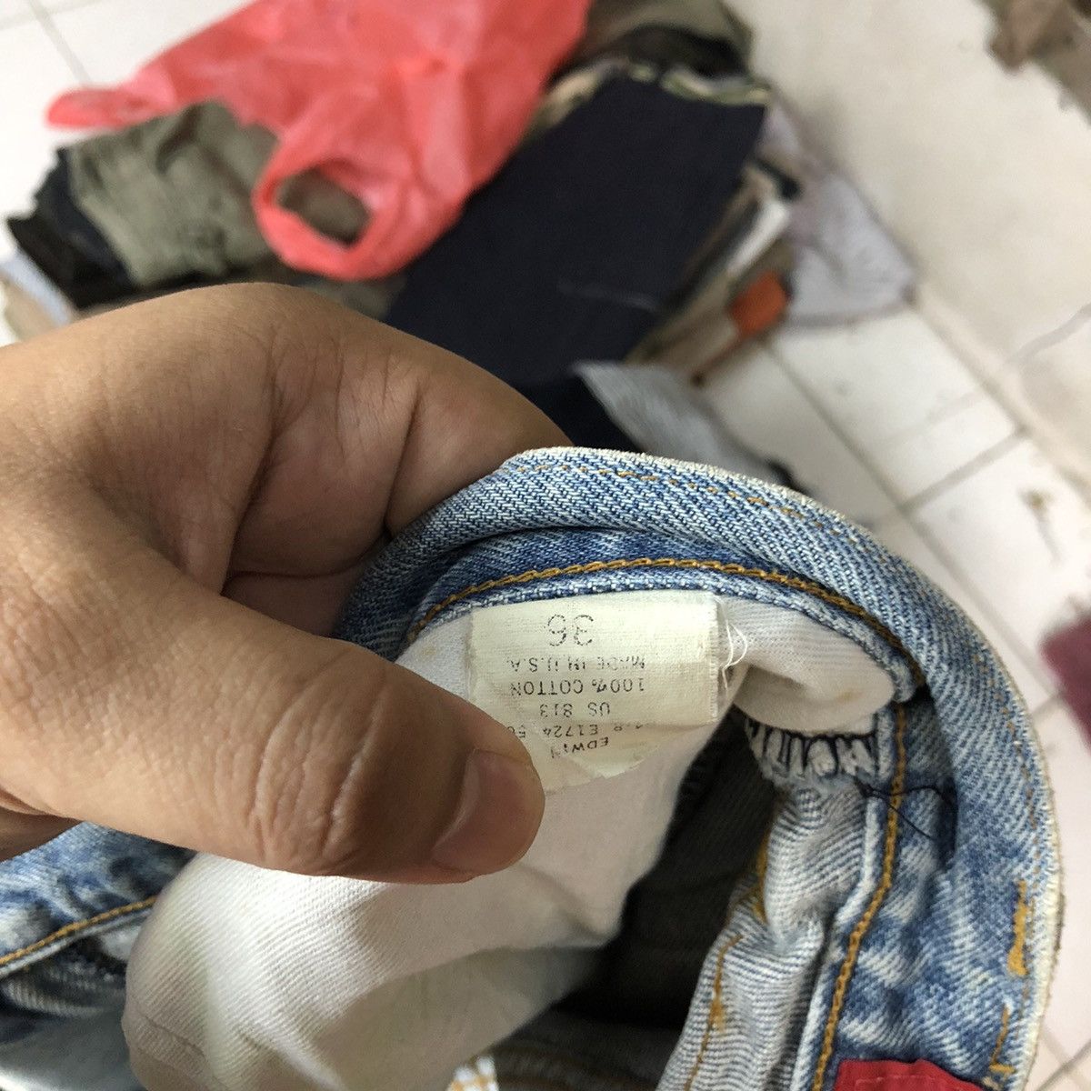 Edwin Edwin U.S.A blue vintage Distressed Denim Pants #5730 Size US 33 - 17 Thumbnail