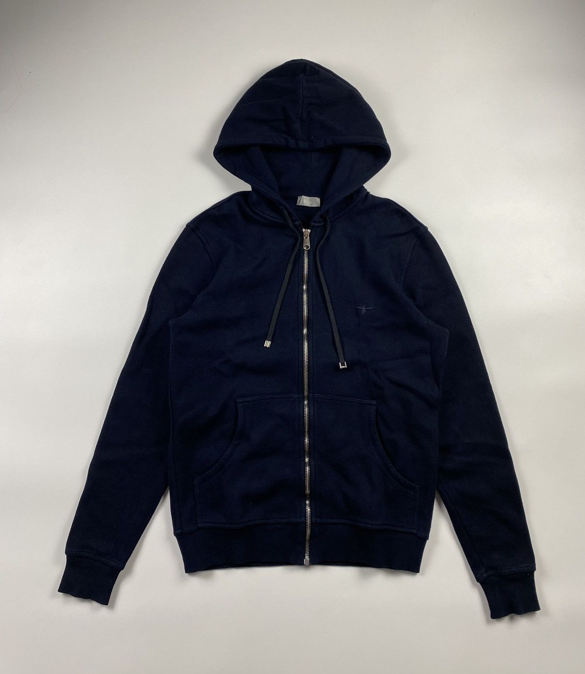 image of Dior x Hedi Slimane Zip Hoodie in Navy Blue, Men's (Size Small)