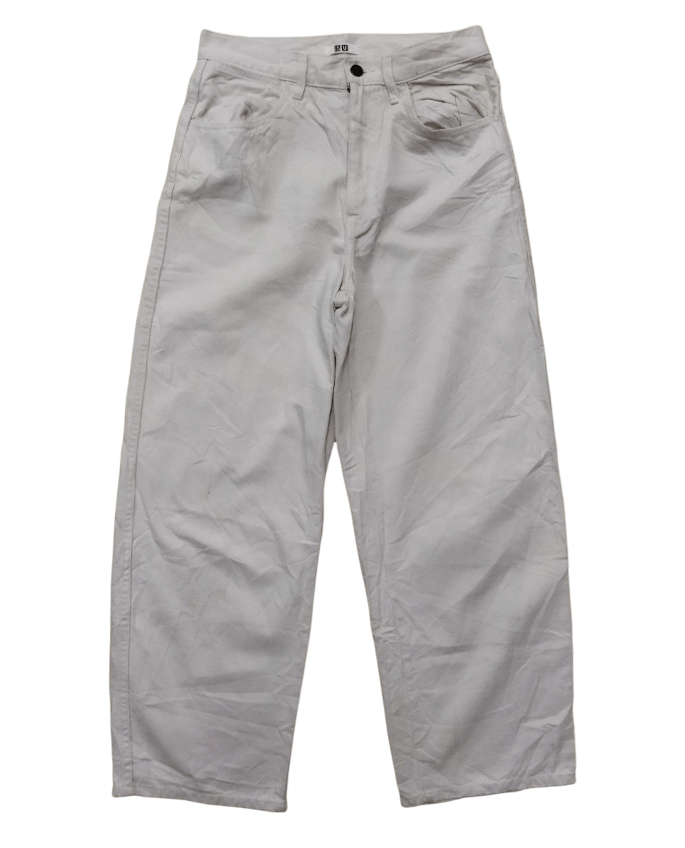 image of Best OfferLemaire X Uniqlo White Baggy Jeans, Men's (Size 27)