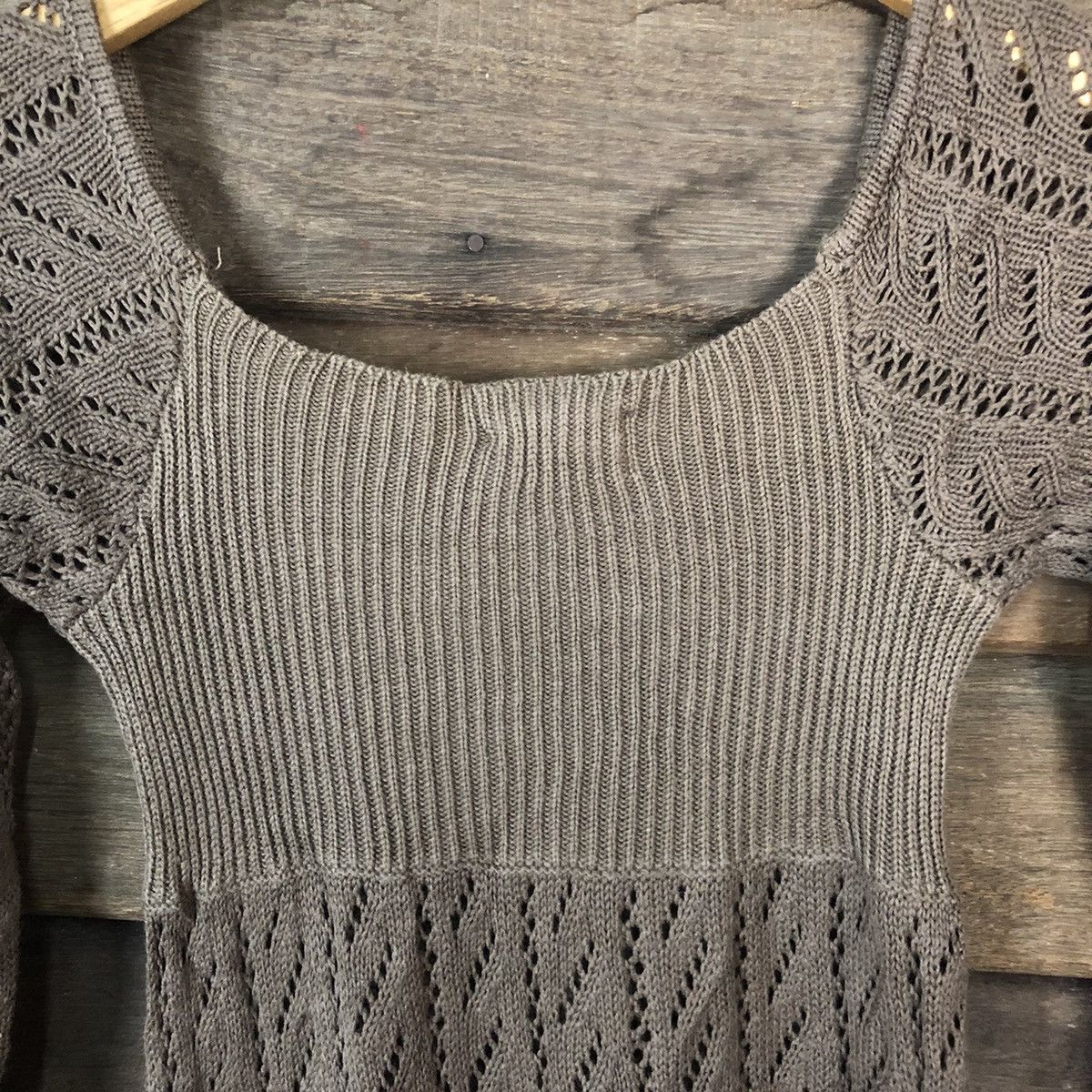 Homespun Knitwear Tango Mesh Net Crochet Brown Cardigan Knitwear #7134 Size M / US 6-8 / IT 42-44 - 10 Thumbnail