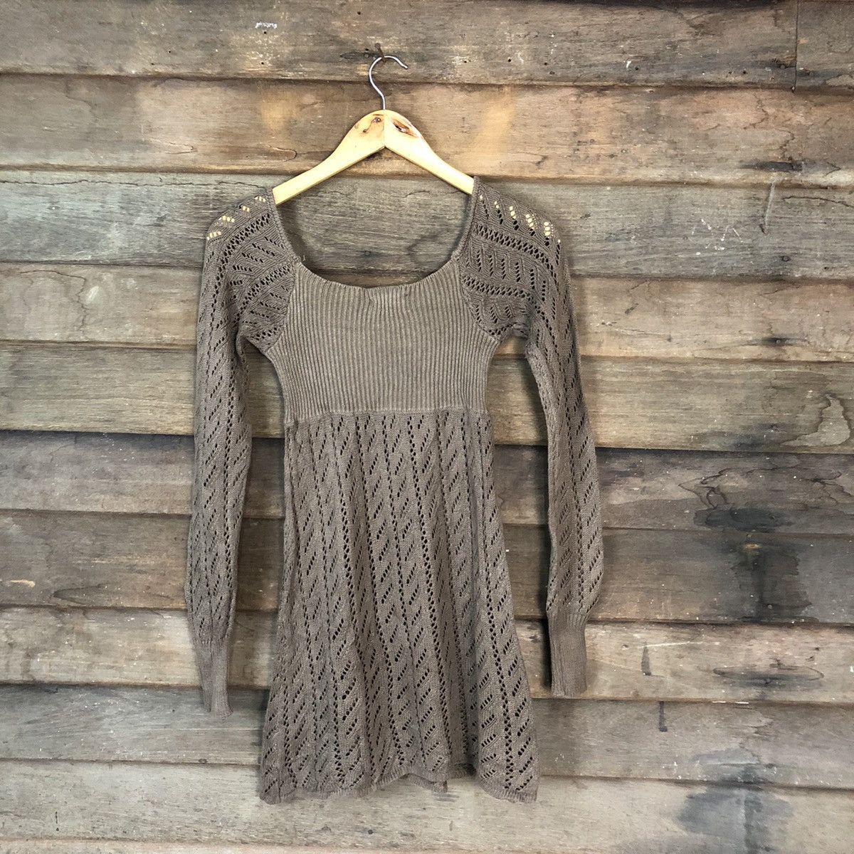 Homespun Knitwear Tango Mesh Net Crochet Brown Cardigan Knitwear #7134 Size M / US 6-8 / IT 42-44 - 9 Thumbnail