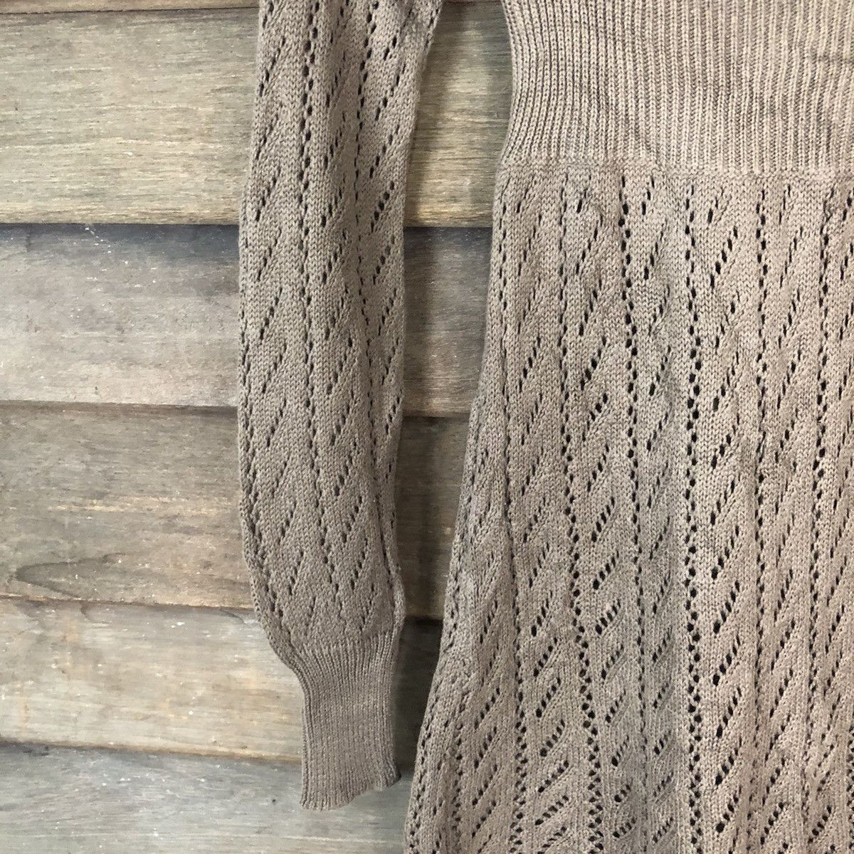 Homespun Knitwear Tango Mesh Net Crochet Brown Cardigan Knitwear #7134 Size M / US 6-8 / IT 42-44 - 4 Thumbnail
