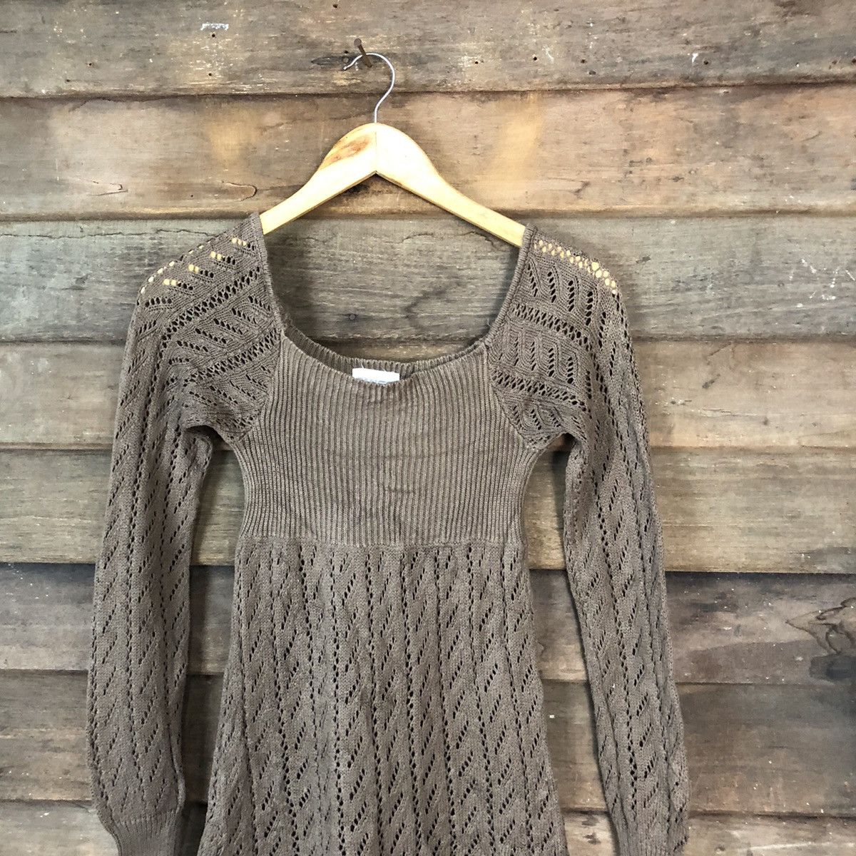 Homespun Knitwear Tango Mesh Net Crochet Brown Cardigan Knitwear #7134 Size M / US 6-8 / IT 42-44 - 2 Thumbnail