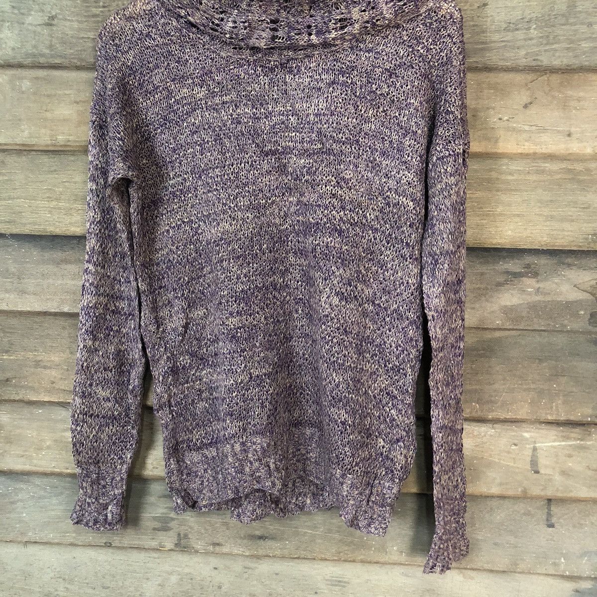 Homespun Knitwear Suzanne Rae Crochet Purple Cardigan Knitwear #7136 Size S / US 4 / IT 40 - 3 Thumbnail