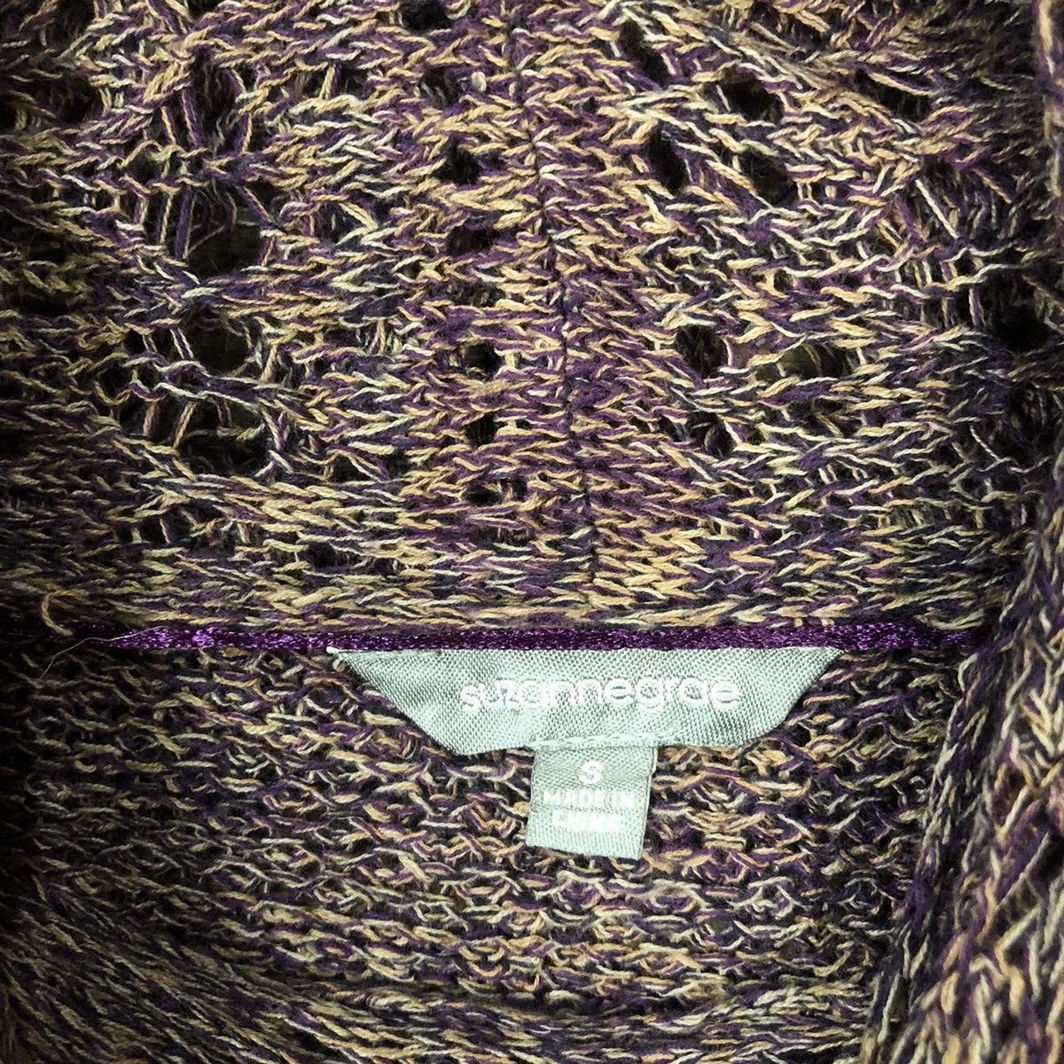 Homespun Knitwear Suzanne Rae Crochet Purple Cardigan Knitwear #7136 Size S / US 4 / IT 40 - 8 Thumbnail