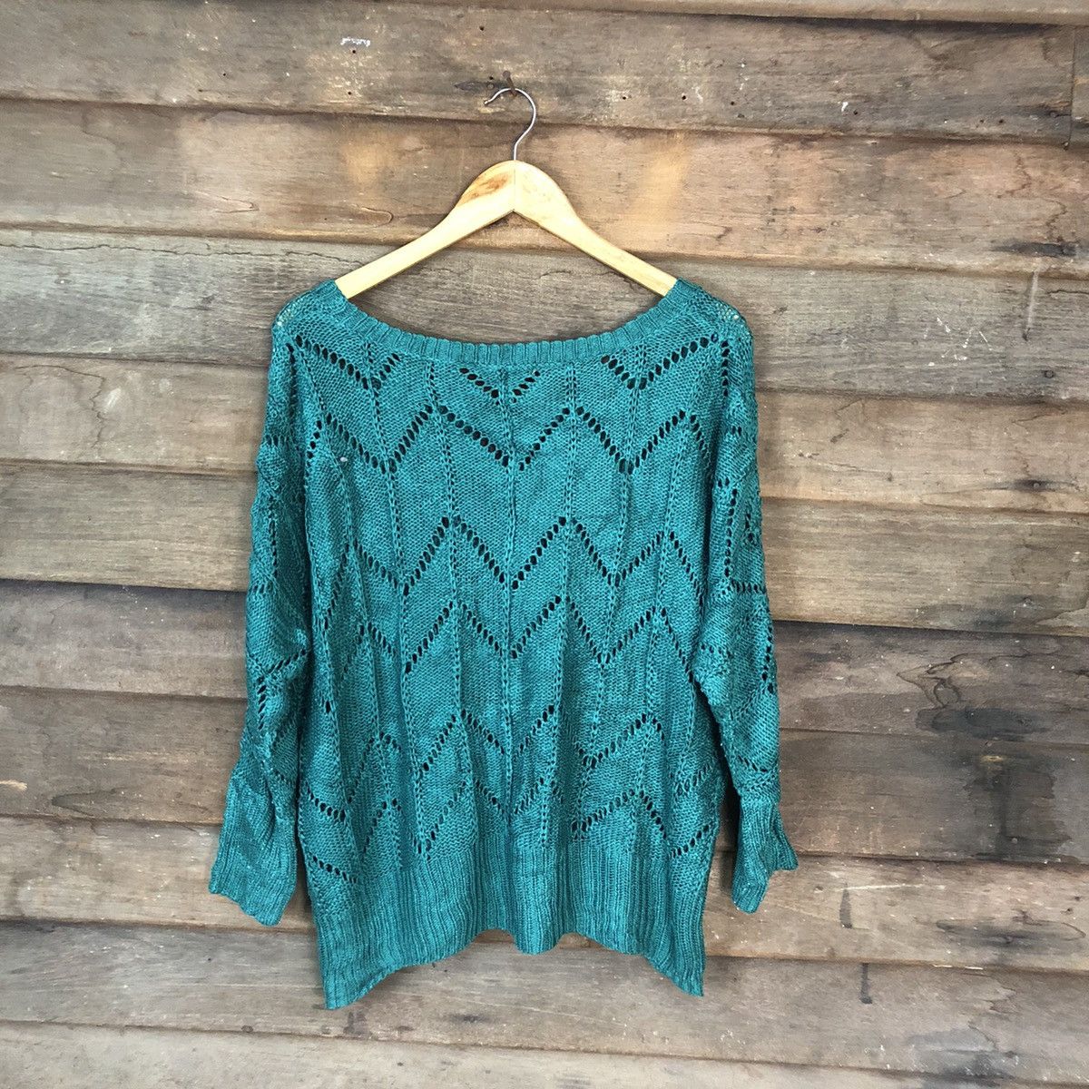 Homespun Knitwear Rock Mans Mesh Net Crochet Green Cardigan Knitwear #7134 Size M / US 6-8 / IT 42-44 - 13 Thumbnail
