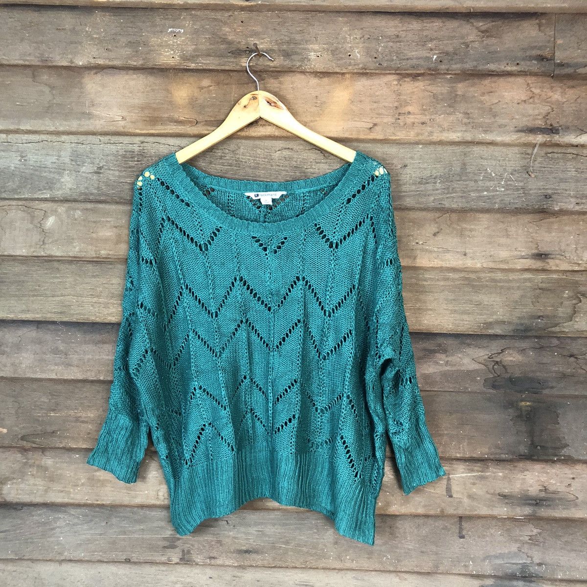 Homespun Knitwear Rock Mans Mesh Net Crochet Green Cardigan Knitwear #7134 Size M / US 6-8 / IT 42-44 - 1 Thumbnail