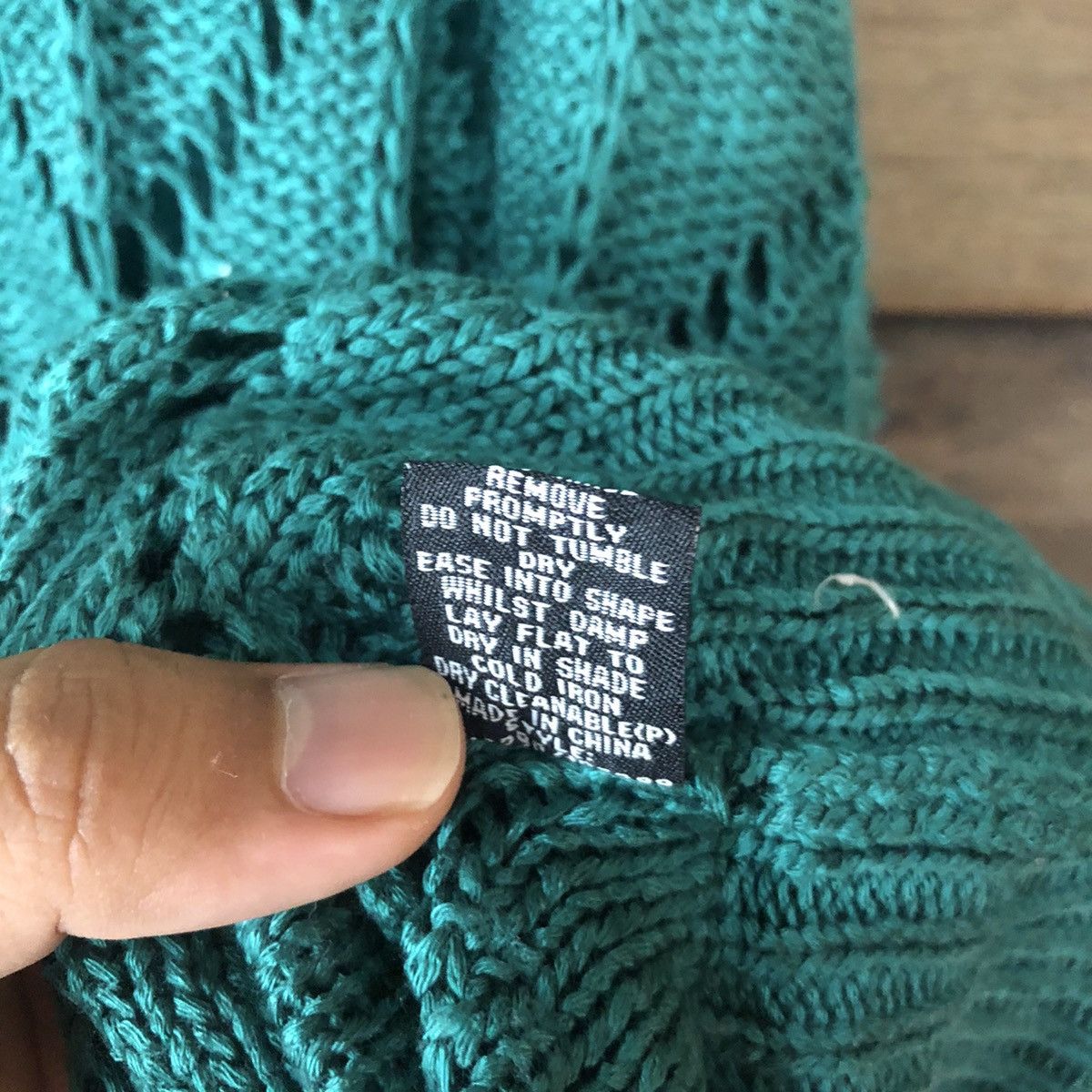 Homespun Knitwear Rock Mans Mesh Net Crochet Green Cardigan Knitwear #7134 Size M / US 6-8 / IT 42-44 - 12 Thumbnail