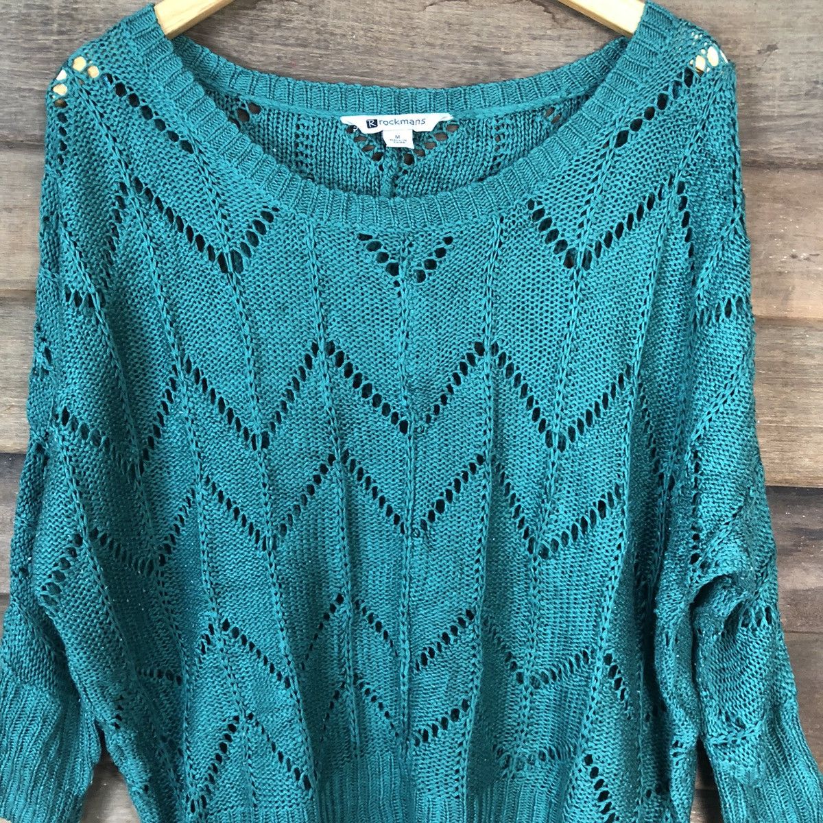 Homespun Knitwear Rock Mans Mesh Net Crochet Green Cardigan Knitwear #7134 Size M / US 6-8 / IT 42-44 - 6 Thumbnail