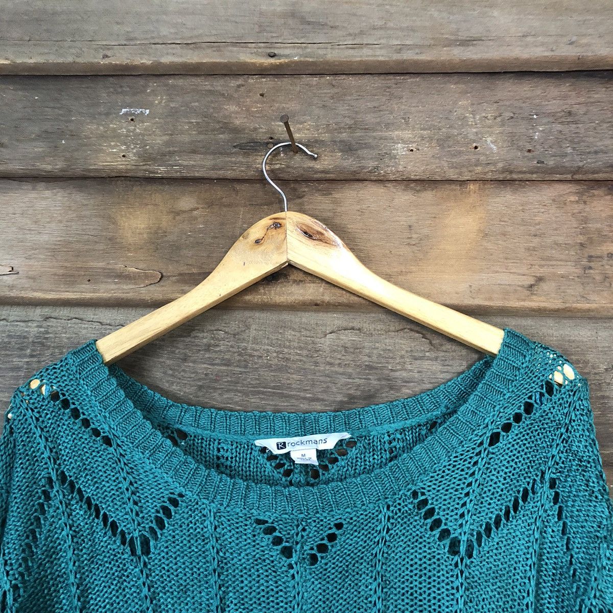 Homespun Knitwear Rock Mans Mesh Net Crochet Green Cardigan Knitwear #7134 Size M / US 6-8 / IT 42-44 - 14 Thumbnail