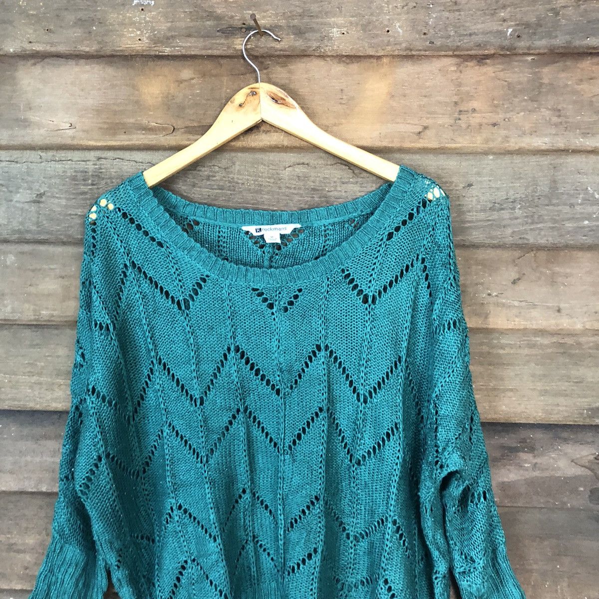Homespun Knitwear Rock Mans Mesh Net Crochet Green Cardigan Knitwear #7134 Size M / US 6-8 / IT 42-44 - 2 Thumbnail