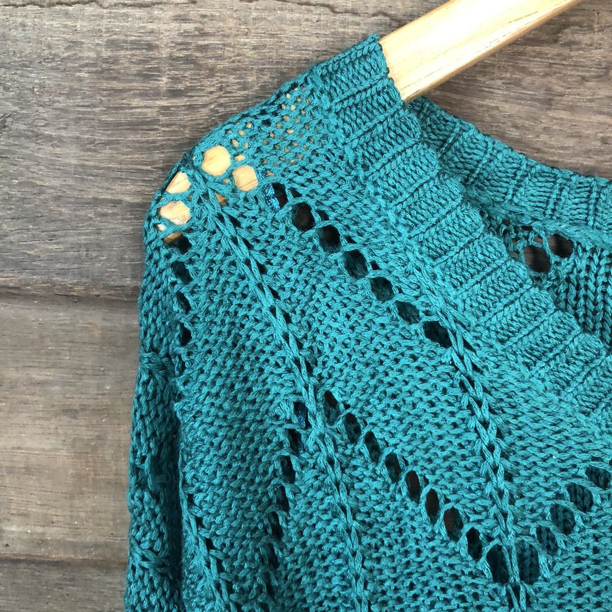 Homespun Knitwear Rock Mans Mesh Net Crochet Green Cardigan Knitwear #7134 Size M / US 6-8 / IT 42-44 - 9 Thumbnail