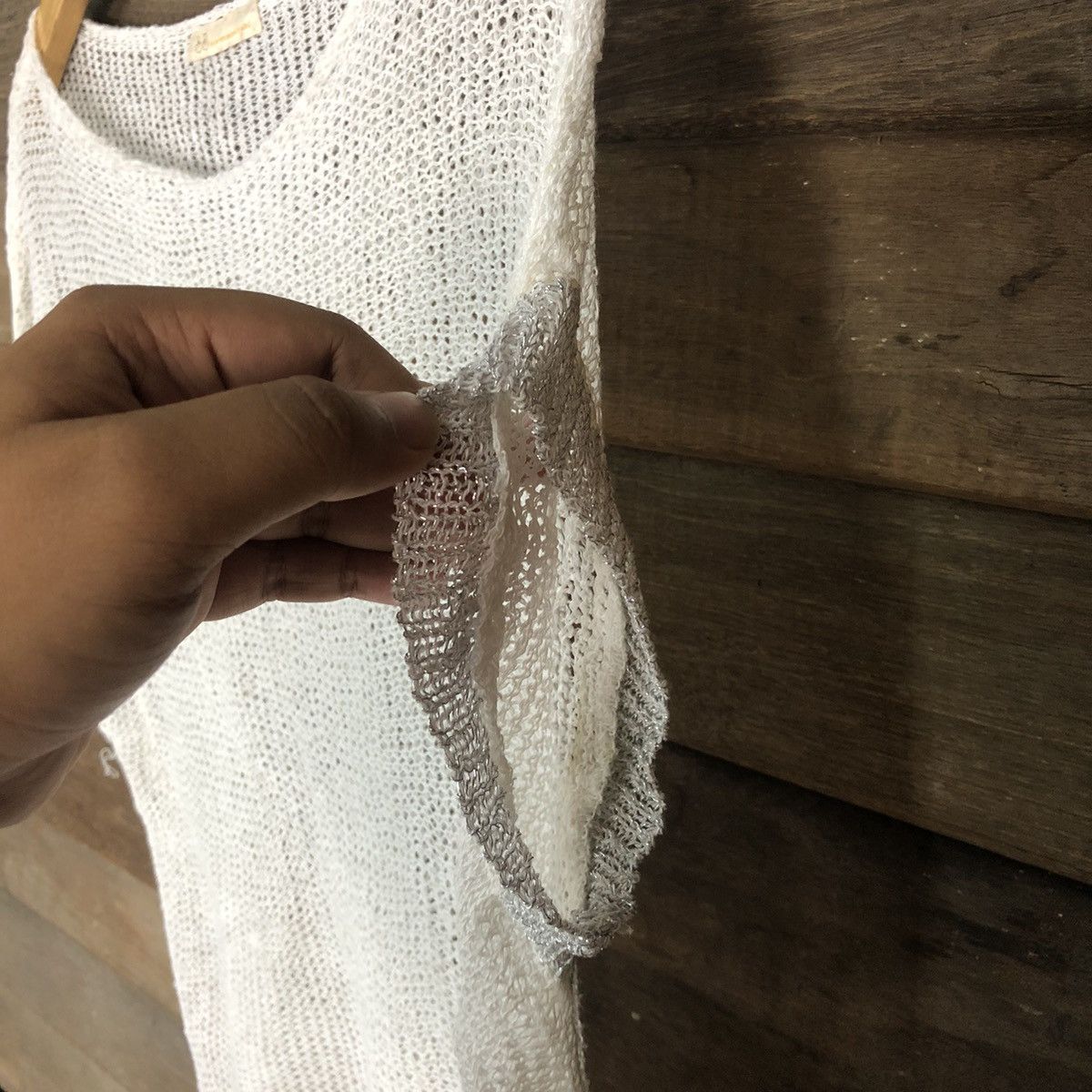 Japanese Brand Japan Mesh Net Crochet White Cardigan Knitwear #7131 Size M / US 6-8 / IT 42-44 - 7 Thumbnail