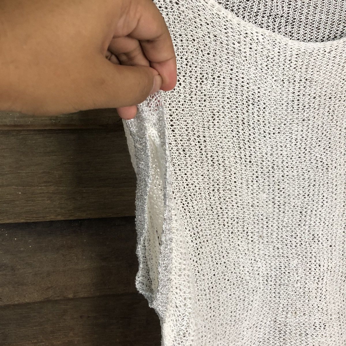 Japanese Brand Japan Mesh Net Crochet White Cardigan Knitwear #7131 Size M / US 6-8 / IT 42-44 - 5 Thumbnail