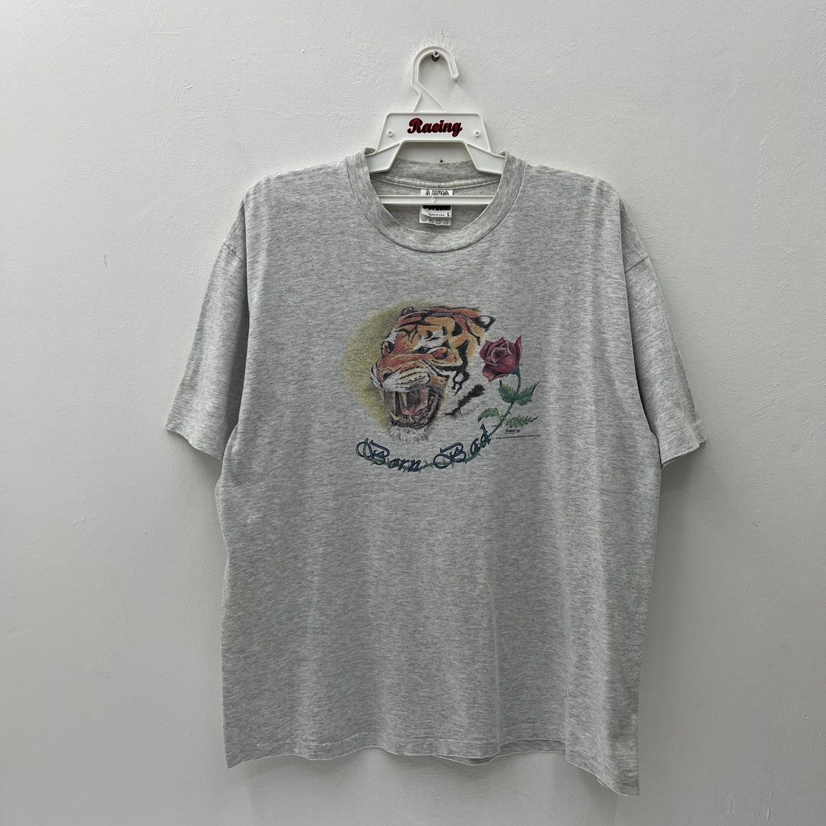 Vintage Vintage 90s Born Bad T-Shirt Nice Tiger And Roses Size US L / EU 52-54 / 3 - 1 Thumbnail