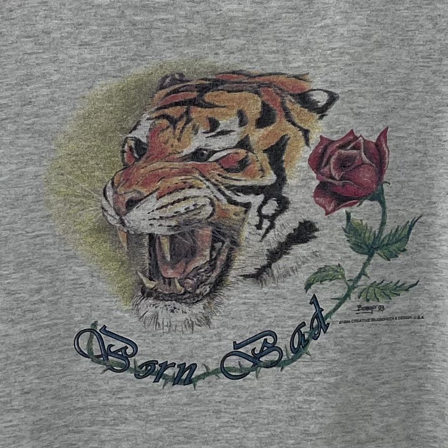 Vintage Vintage 90s Born Bad T-Shirt Nice Tiger And Roses Size US L / EU 52-54 / 3 - 2 Thumbnail