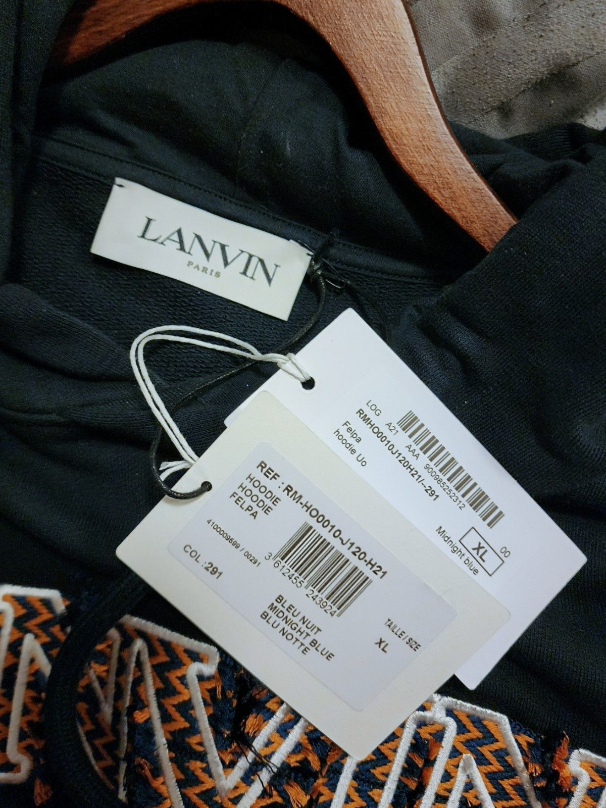Lanvin LANVIN frayed logo hoodie Blue Size US XL / EU 56 / 4 - 4 Thumbnail