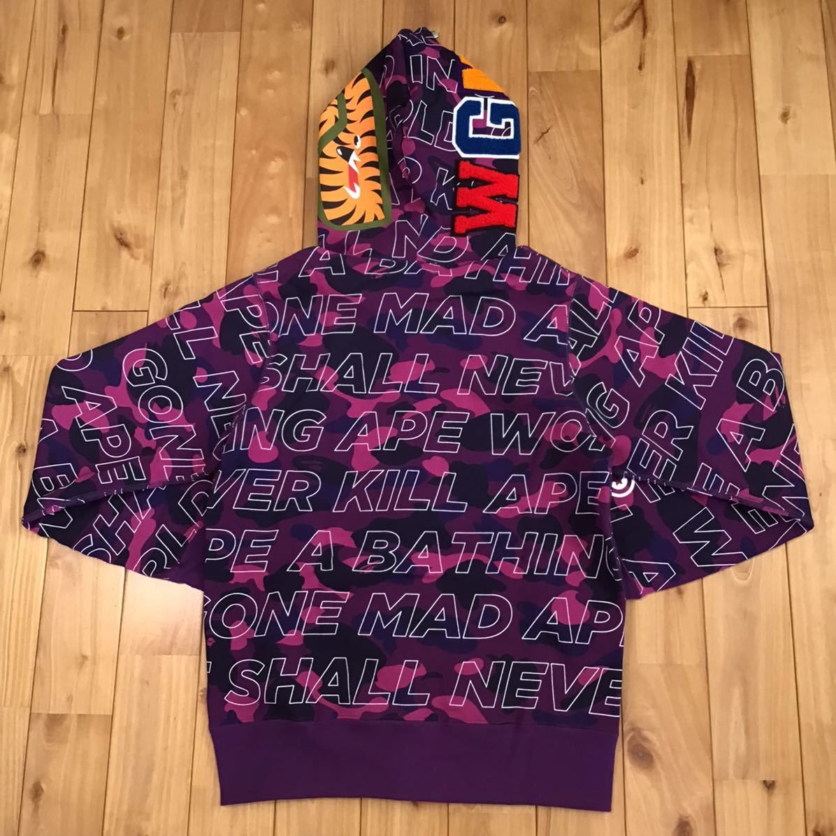 Bape BAPE text color camo Shark full zip hoodie purple camo ape Size US S / EU 44-46 / 1 - 5 Thumbnail