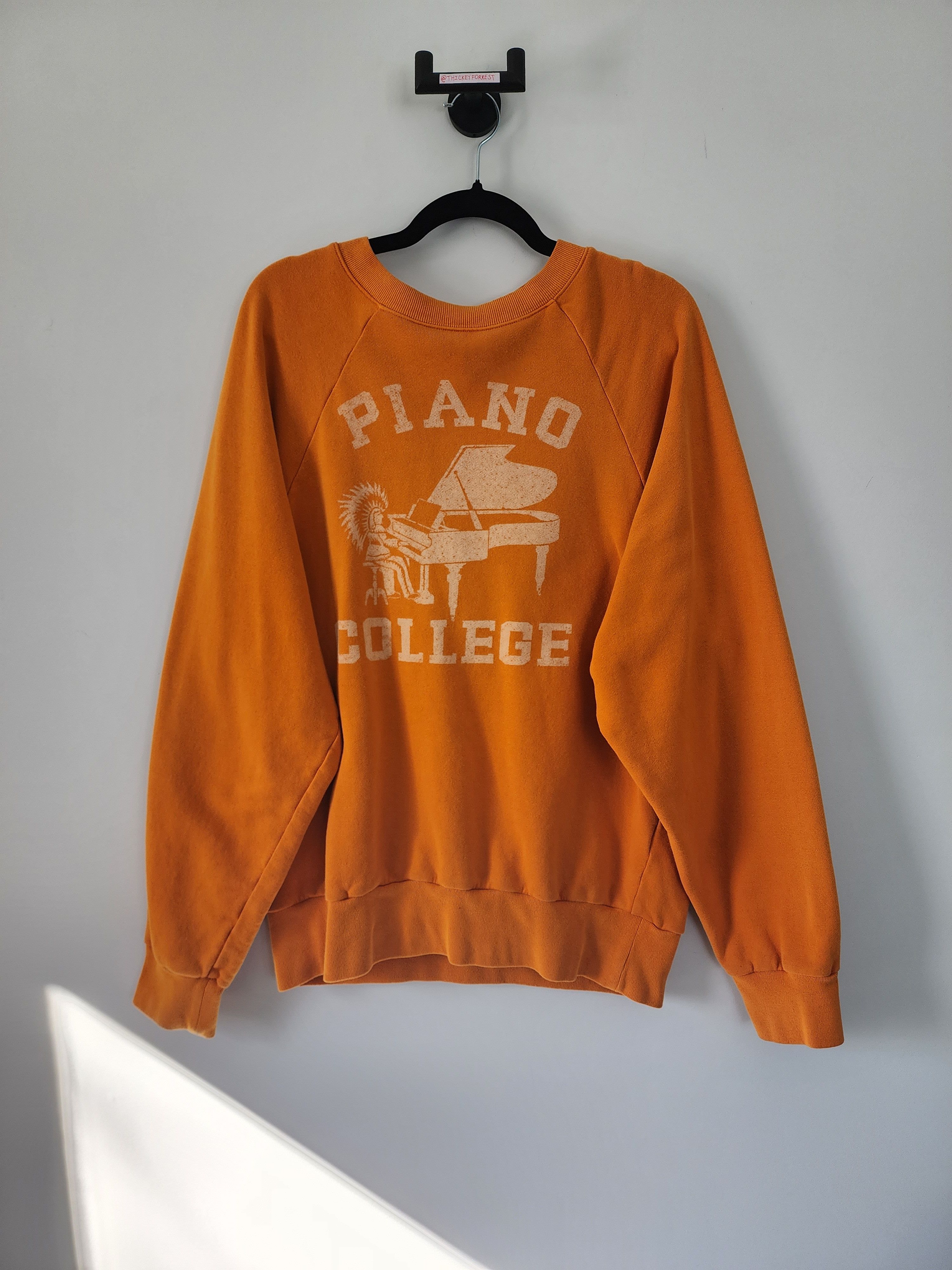 image of Kapital Piano College Orange Crewneck, Men's (Size XL)