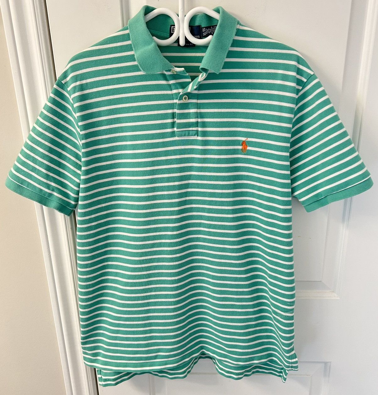 Polo Ralph Lauren Polo Ralph Lauren Mens Green & White Stripped Polo ...