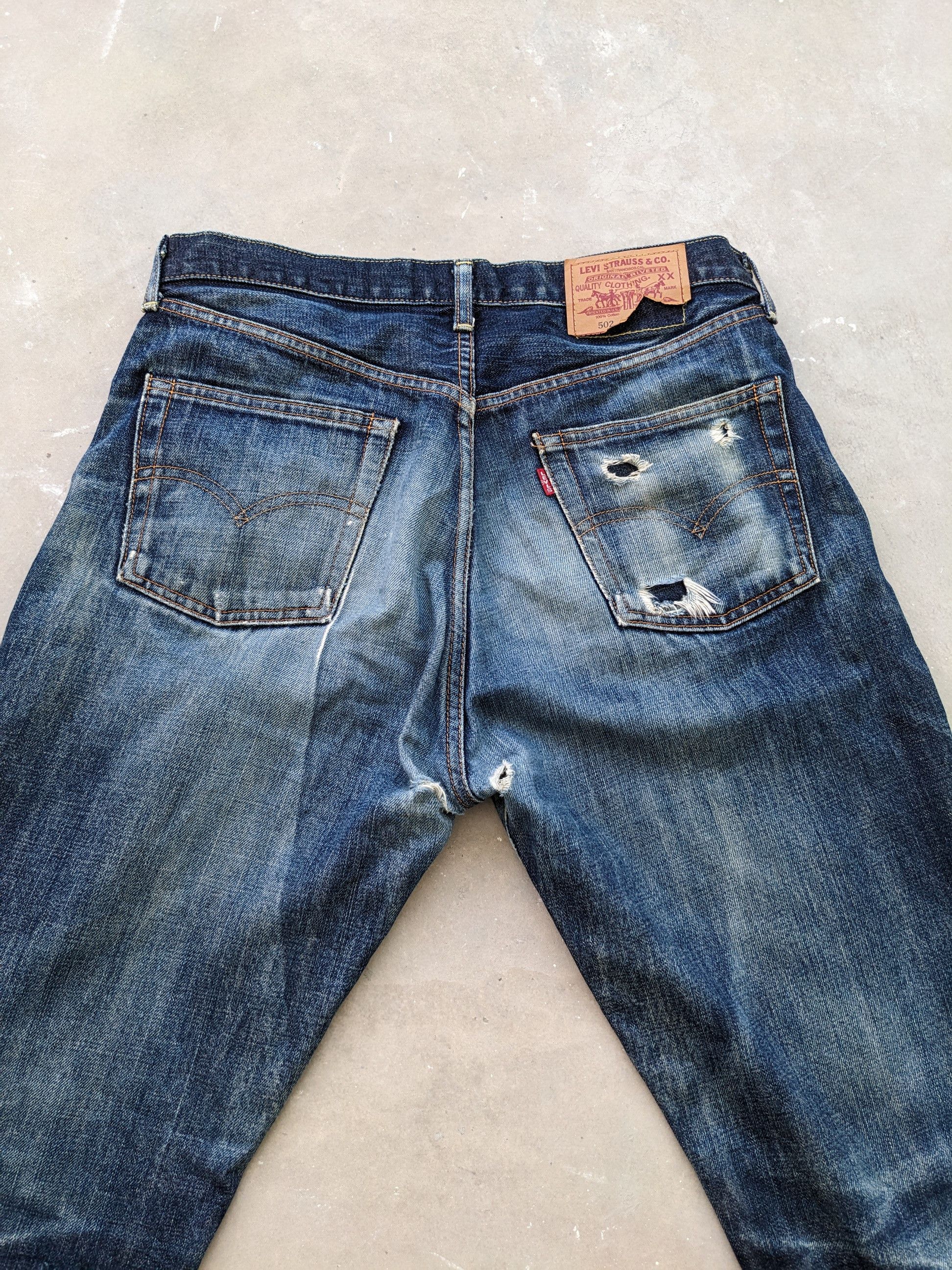 Japanese Brand × Levi's × Vintage Vintage Levis 502 XX Selvedge Distressed Jeans Size US 32 / EU 48 - 14 Thumbnail
