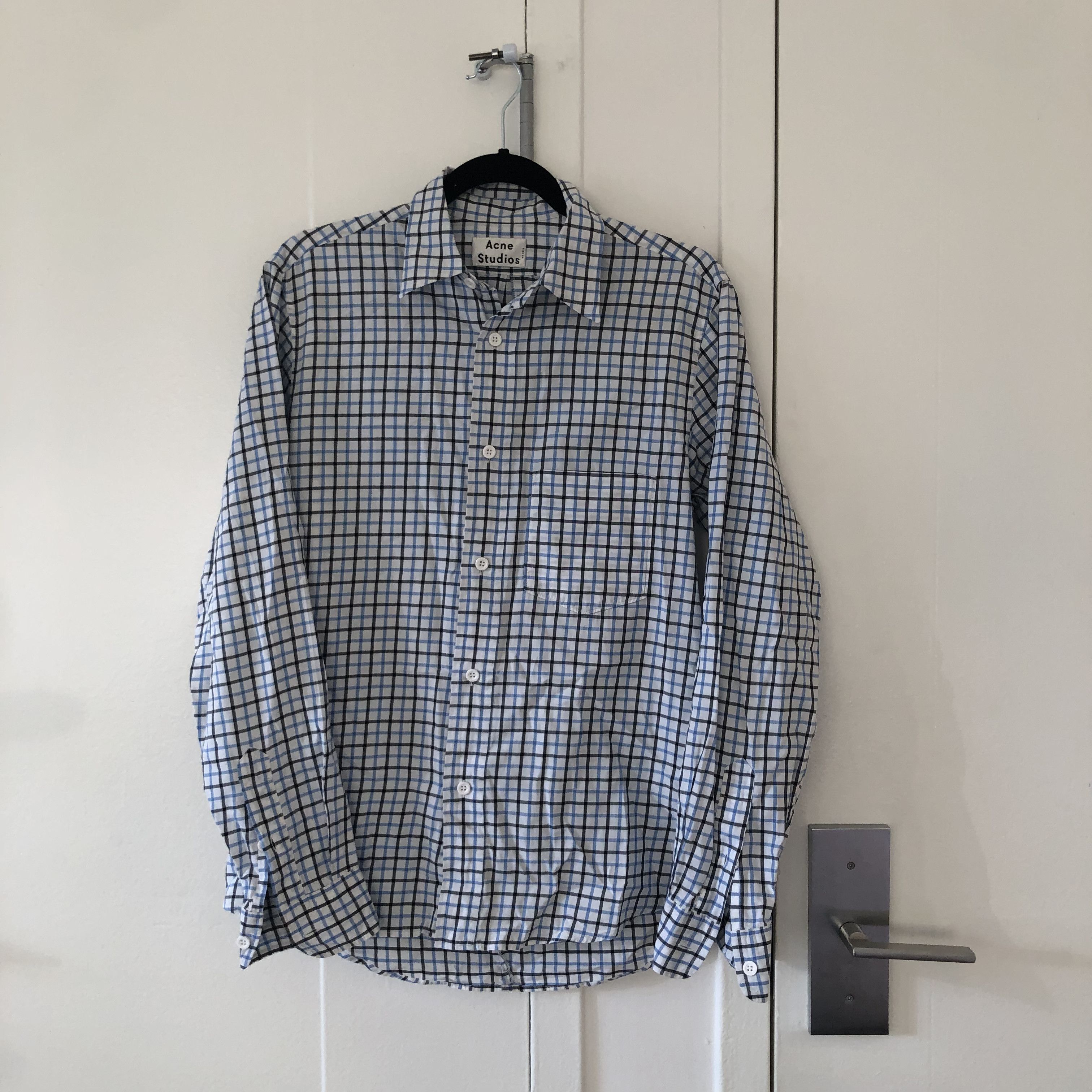 image of Acne Studios Checkered Button Up Shirt, Men's (Size Small)