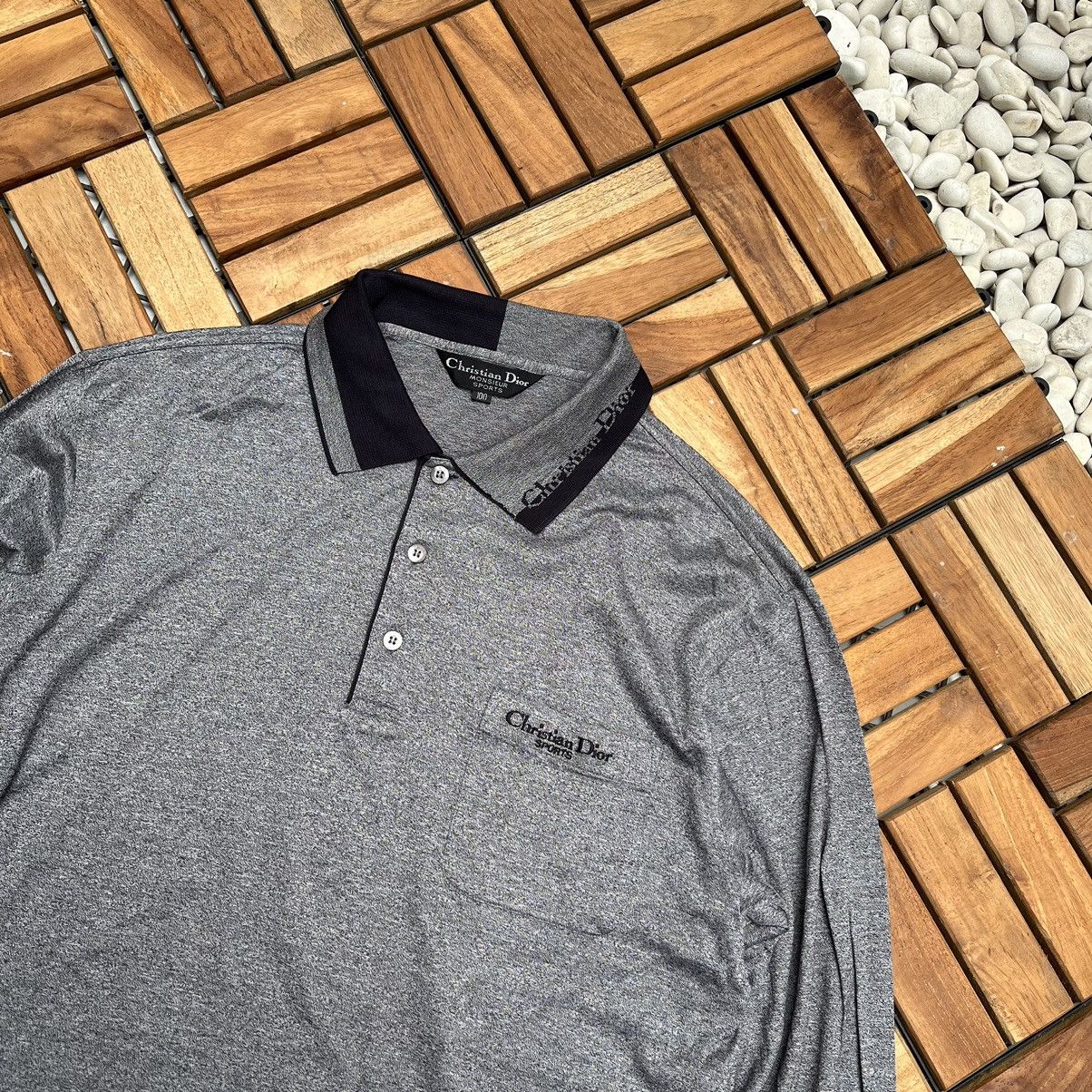 image of Christian Dior Monsieur Authentics Vintage Christian Dior Sports Polo Shirt Big Logo in Grey (Size 
