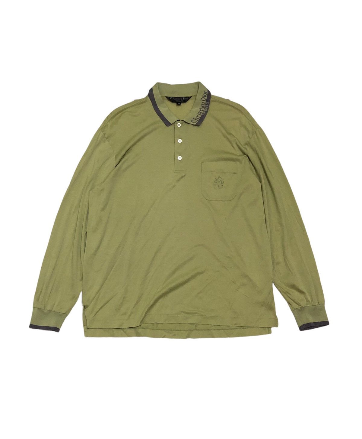 image of Christian Dior Monsieur Vintage 90's Christian Dior Polo Shirt Big Logo in Green Tosca (Size Large)