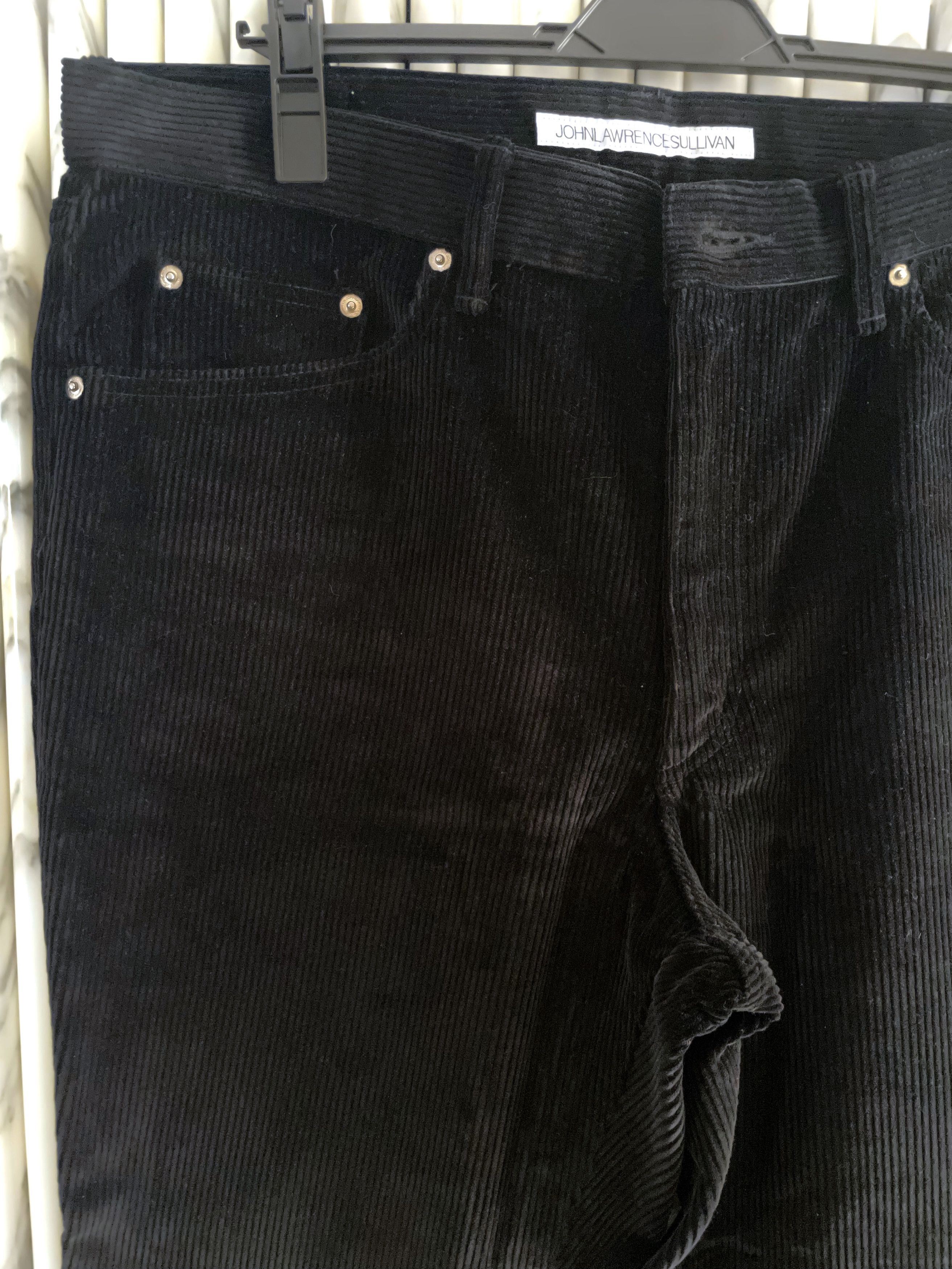 JOHN LAWRENCE SULLIVAN HEAVY BLACK CORDUROY FLARED JEANS Size US 34 / EU 50 - 4 Thumbnail