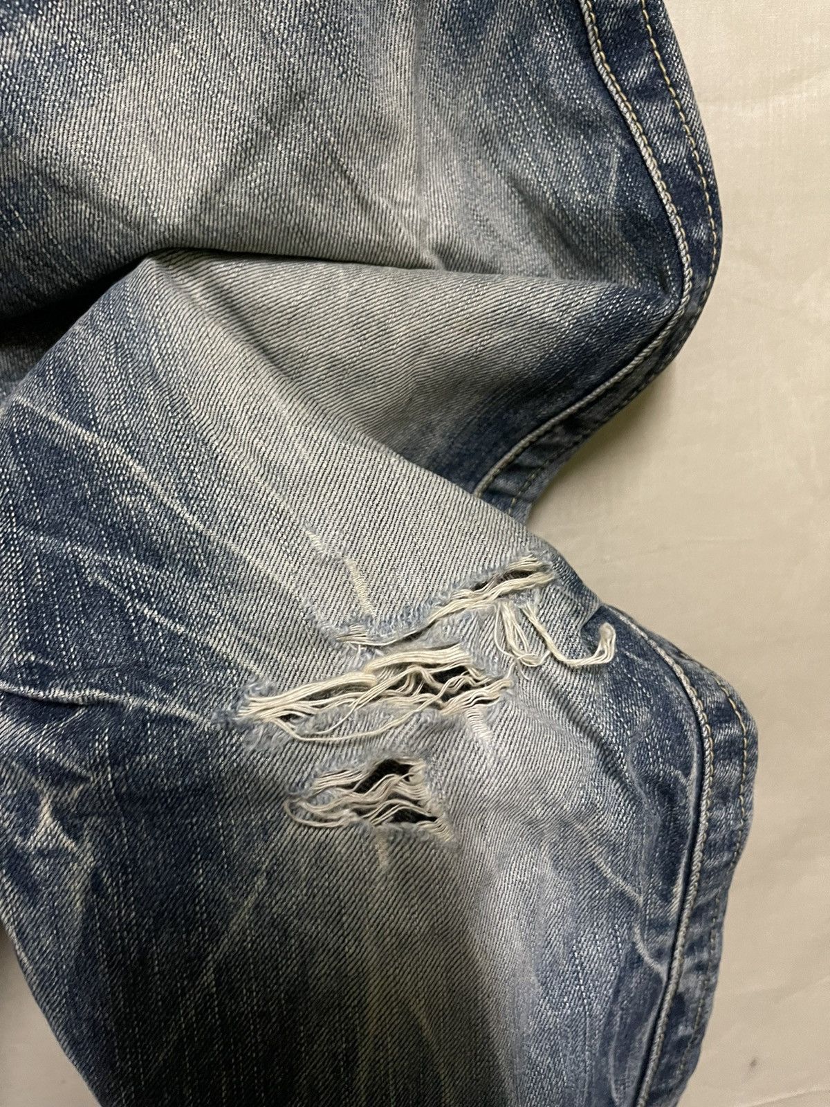 Japanese Brand Blueway Japan Denim Flared Thrashed Size US 32 / EU 48 - 10 Thumbnail