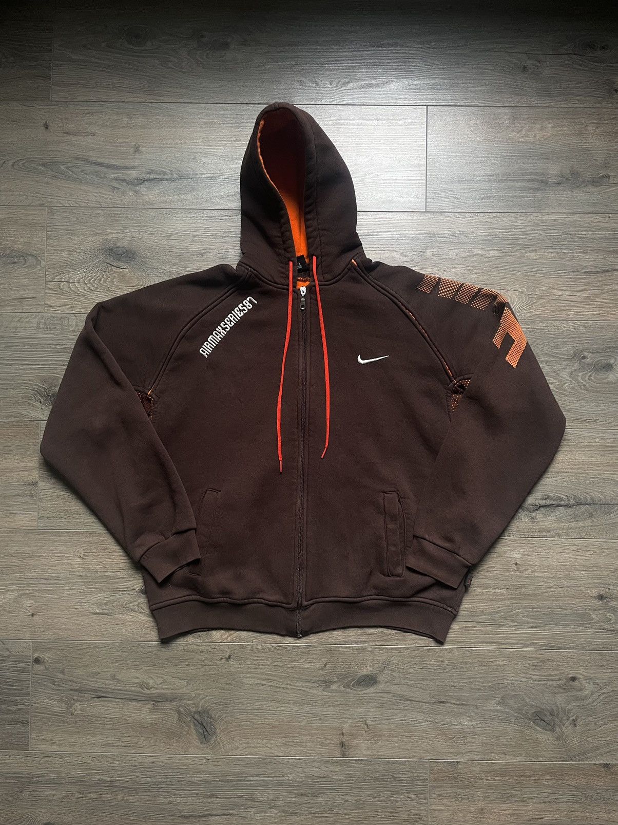 Nike Streetwear Vintage Vintage Zip Hoodie Nike Air Max Series 87 Brown Grailed