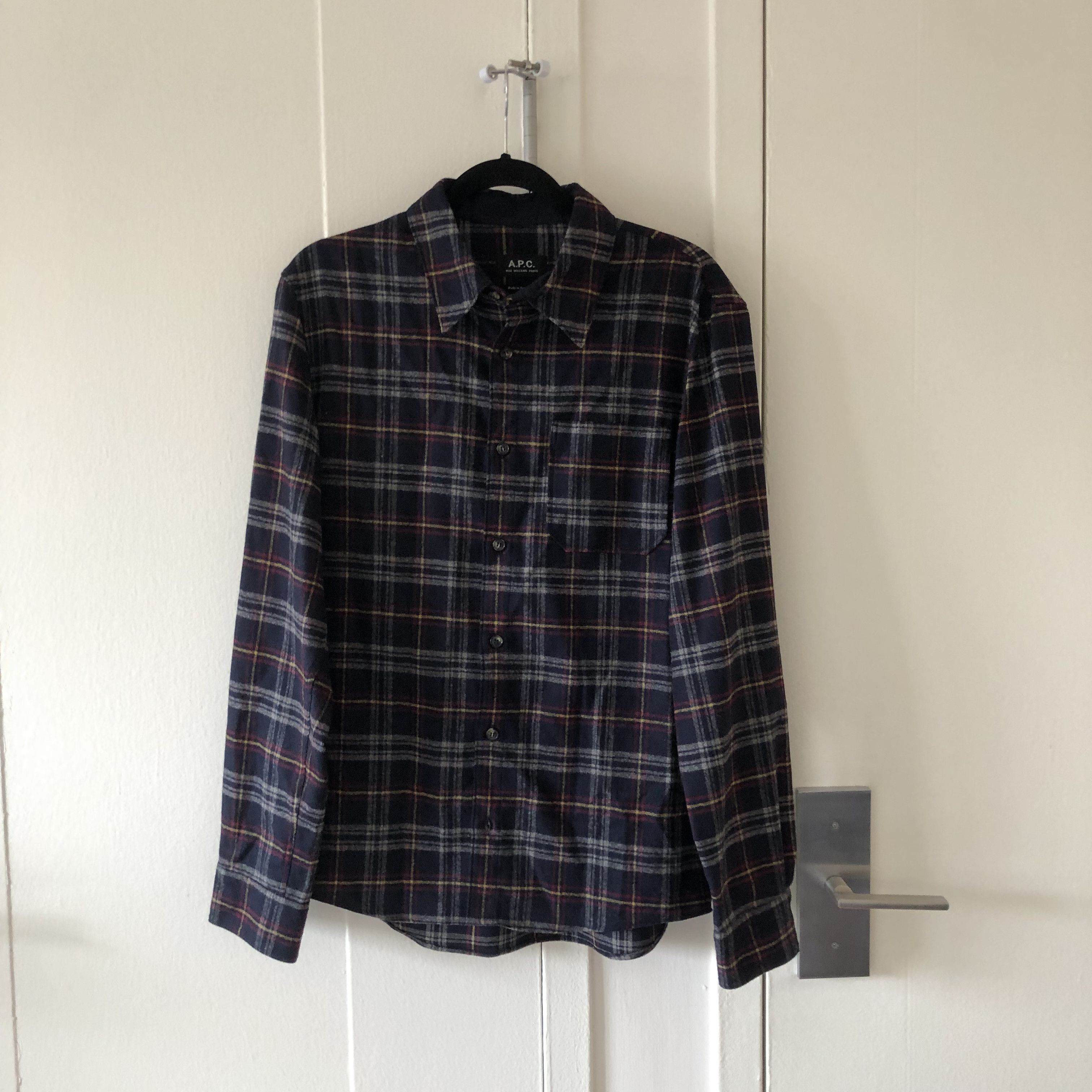 Image of A P C Plaid Check Flannel, Men's (Size Small)