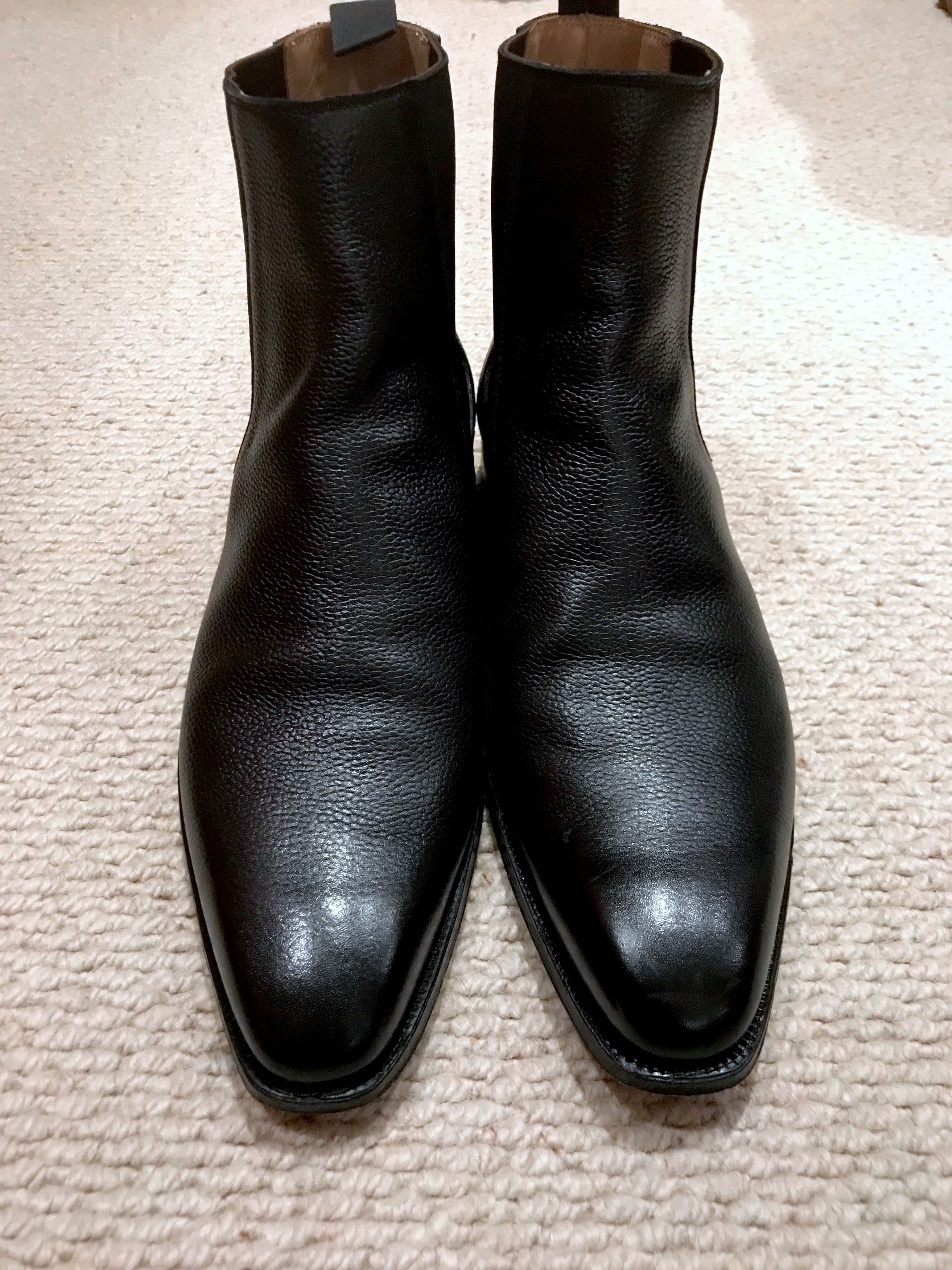 Crockett & Jones SPECIAL ORDER PEBBLE GRAINED CALFSKIN LEATHER CHELSEA BOOTS Size US 12 / EU 45 - 3 Thumbnail
