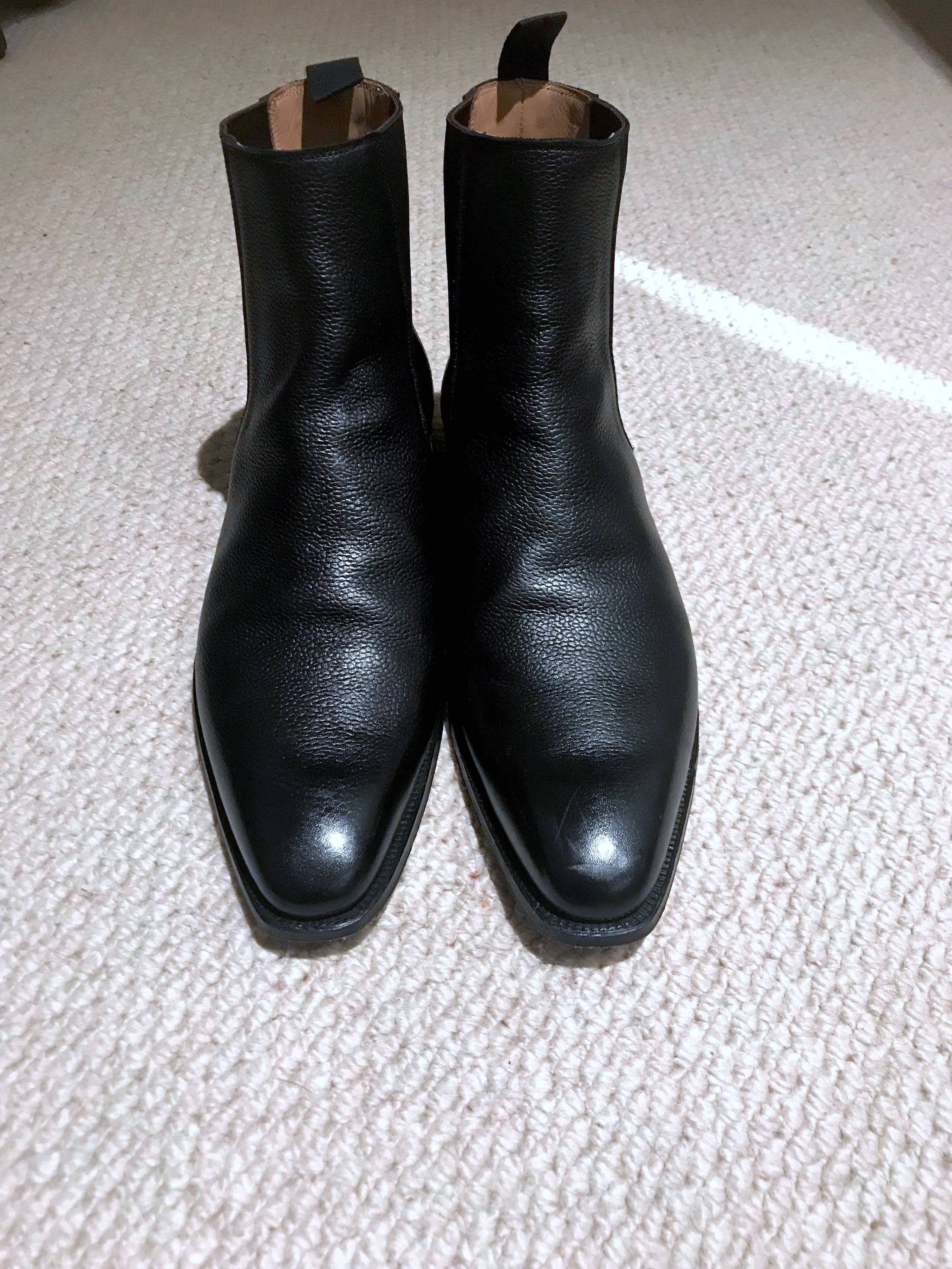 Crockett & Jones SPECIAL ORDER PEBBLE GRAINED CALFSKIN LEATHER CHELSEA BOOTS Size US 12 / EU 45 - 2 Thumbnail