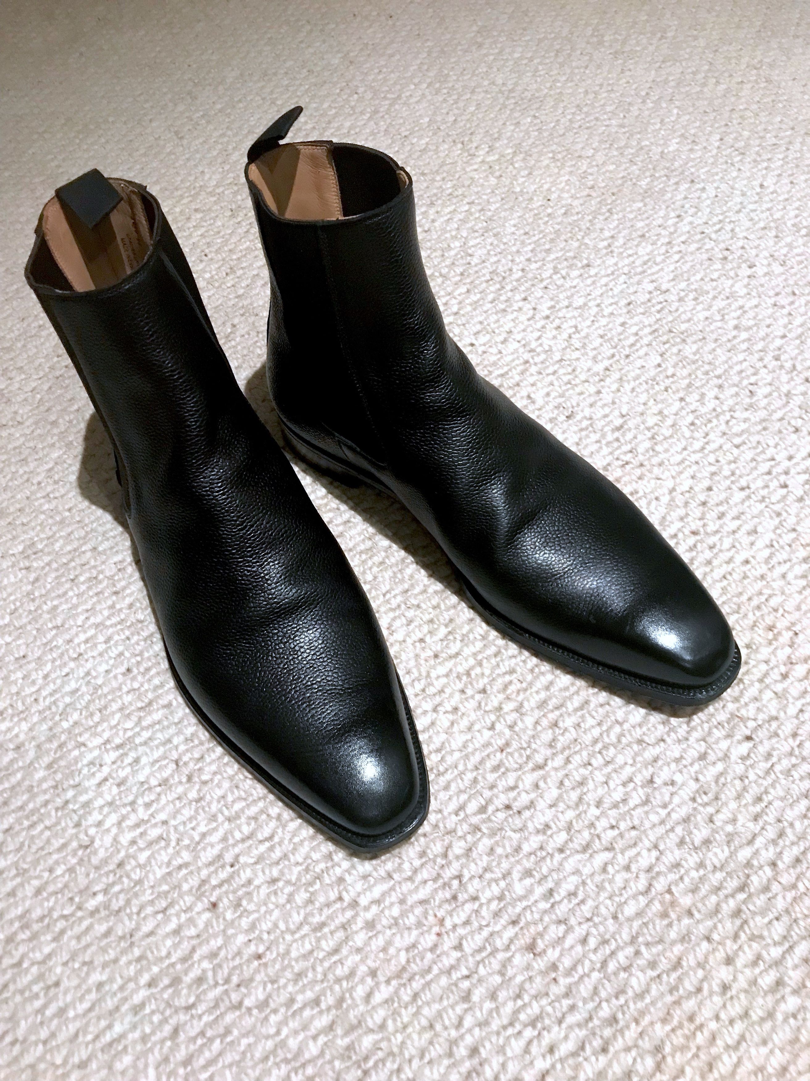 Crockett & Jones SPECIAL ORDER PEBBLE GRAINED CALFSKIN LEATHER CHELSEA BOOTS Size US 12 / EU 45 - 1 Thumbnail