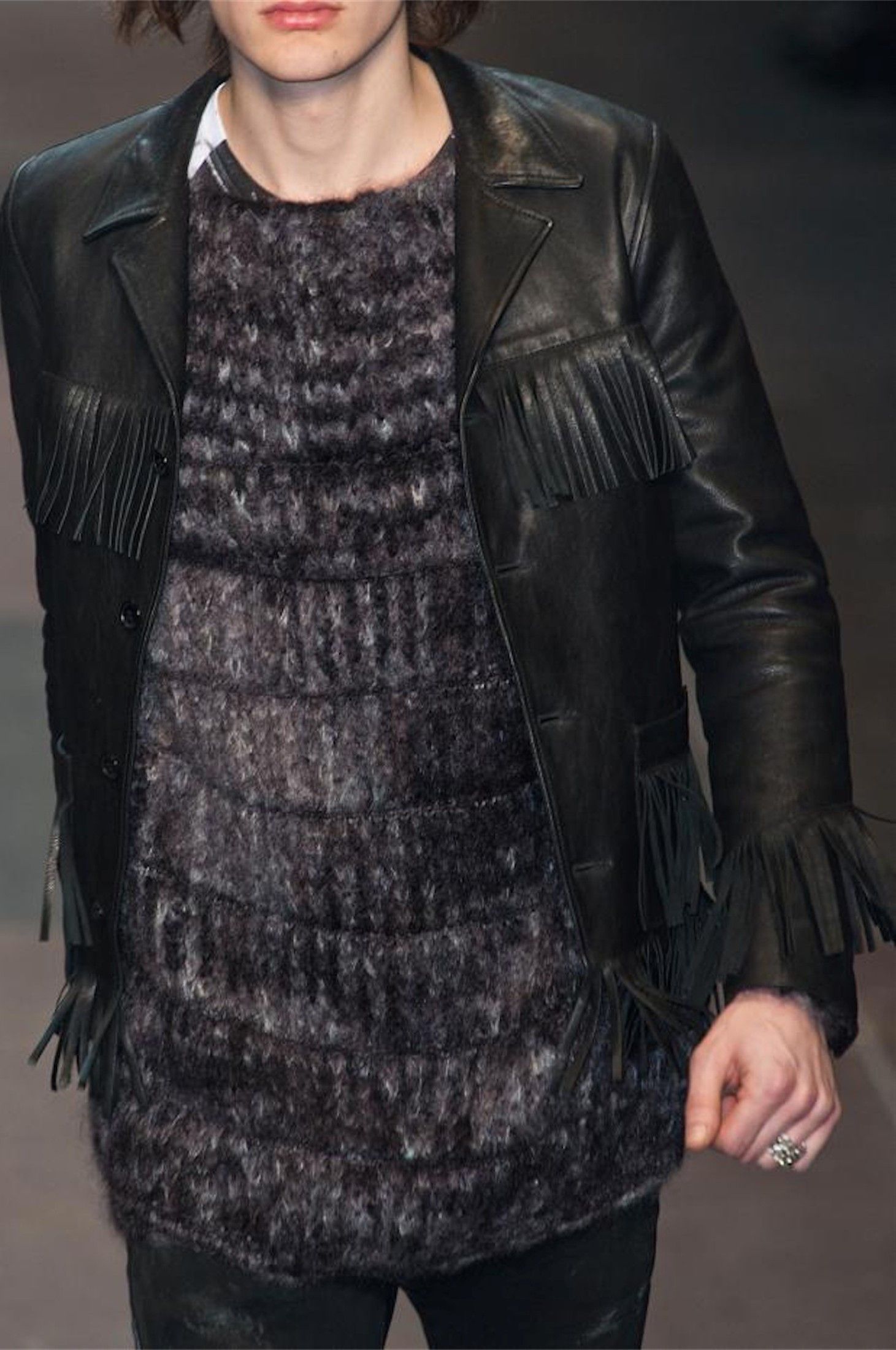 Hedi Slimane × Saint Laurent Paris NEW AW13 L12 CURTIS WESTERN FRINGED LAMBSKIN JACKET Size US M / EU 48-50 / 2 - 10 Thumbnail