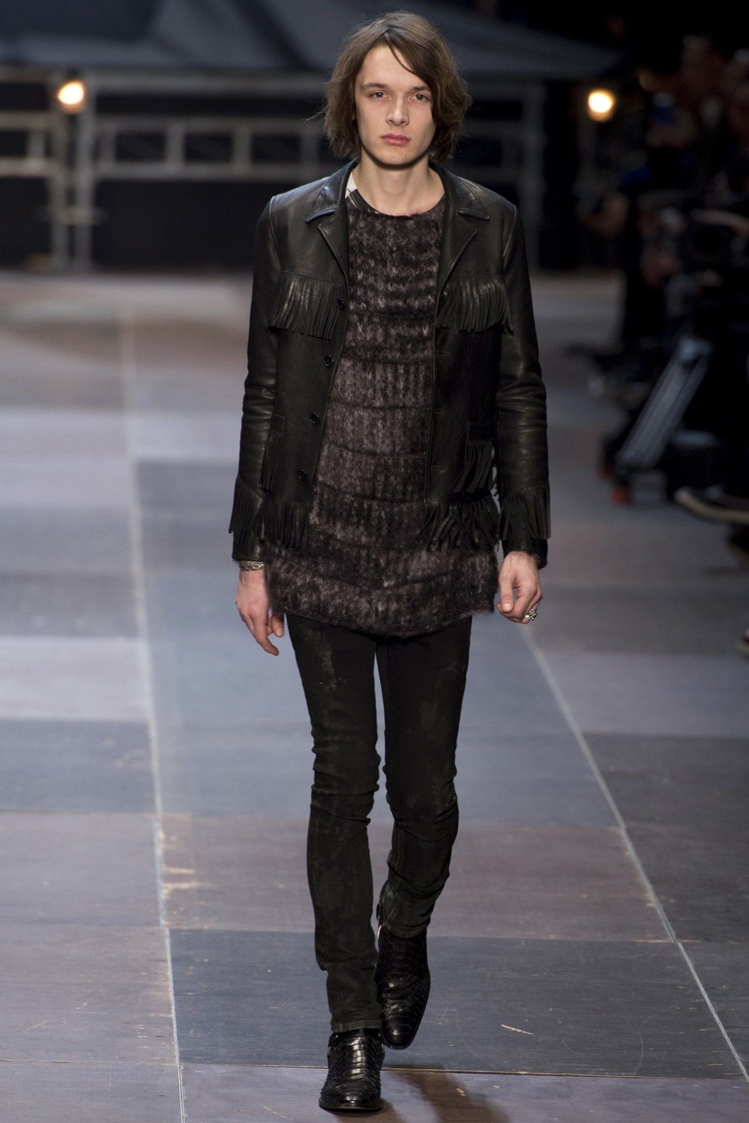 Hedi Slimane × Saint Laurent Paris NEW AW13 L12 CURTIS WESTERN FRINGED LAMBSKIN JACKET Size US M / EU 48-50 / 2 - 9 Thumbnail