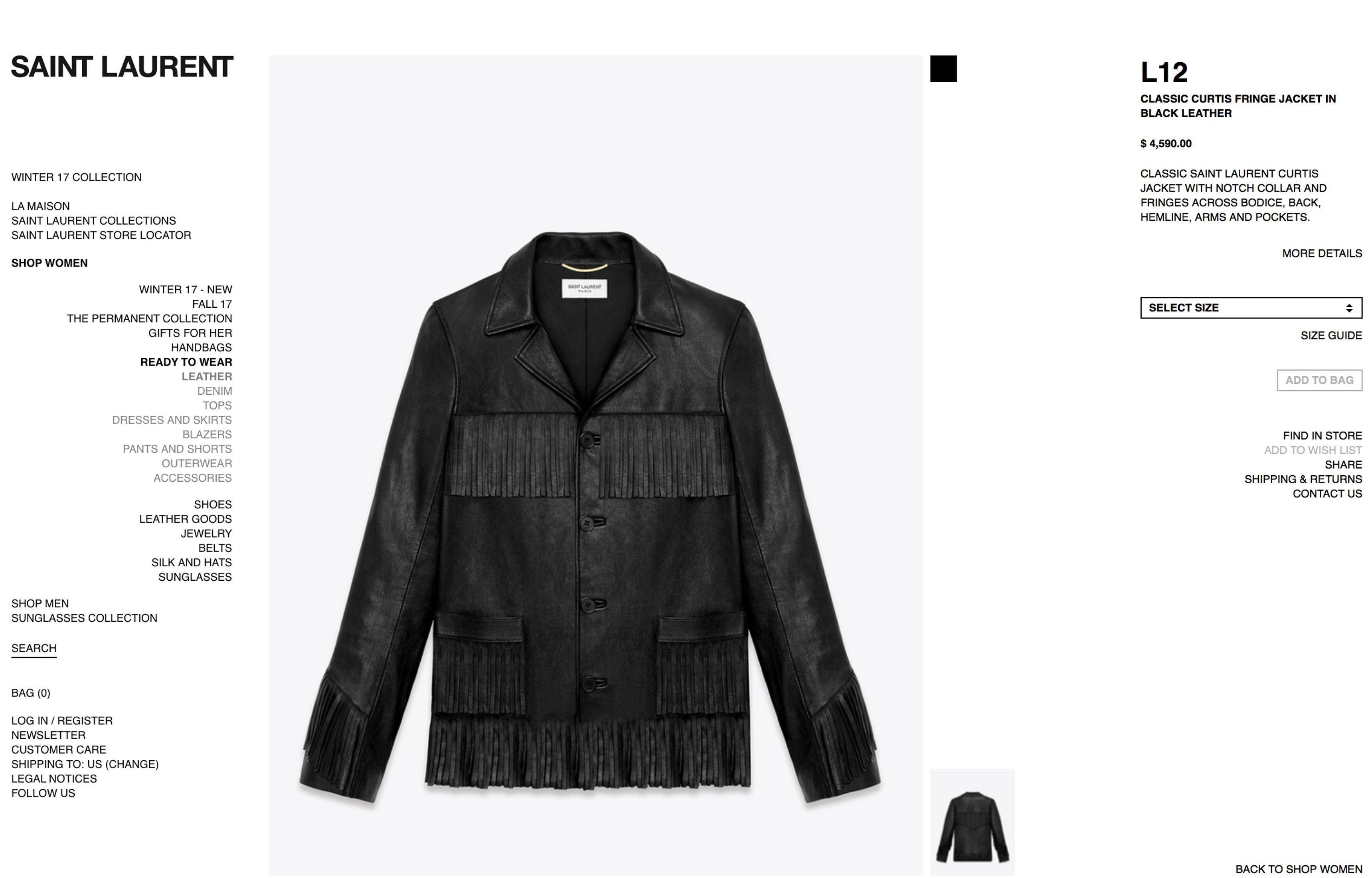 Hedi Slimane × Saint Laurent Paris NEW AW13 L12 CURTIS WESTERN FRINGED LAMBSKIN JACKET Size US M / EU 48-50 / 2 - 8 Thumbnail