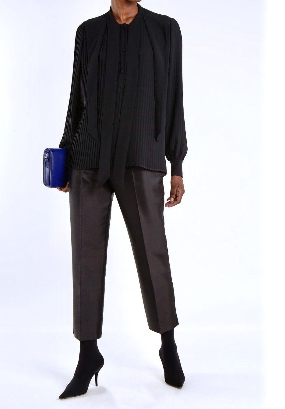 Balenciaga *GRAIL* NWT PUSSY BOW LAVALLIERE TIE NECK PLEATED SHIRT Size US M / EU 48-50 / 2 - 20 Thumbnail