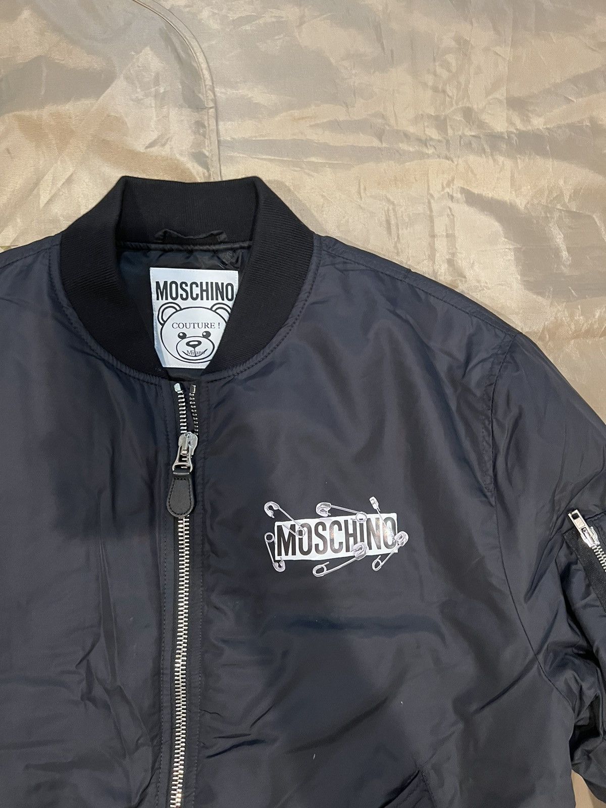 Moschino Moschino Safety Pin Teddy Bear Bomber Jacket - Size IT 52 Size US L / EU 52-54 / 3 - 3 Thumbnail