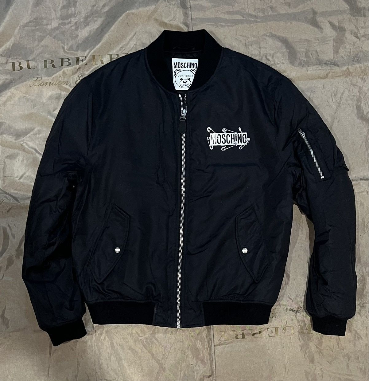 Moschino Moschino Safety Pin Teddy Bear Bomber Jacket - Size IT 52 Size US L / EU 52-54 / 3 - 2 Thumbnail