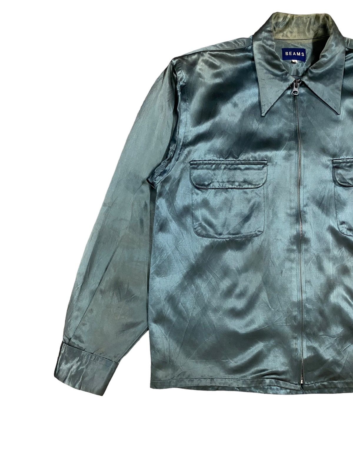 Beams Plus × Vintage Vtg🔥Beams Satin Metalic Green Rockabilly Style Jacket Size US M / EU 48-50 / 2 - 5 Thumbnail