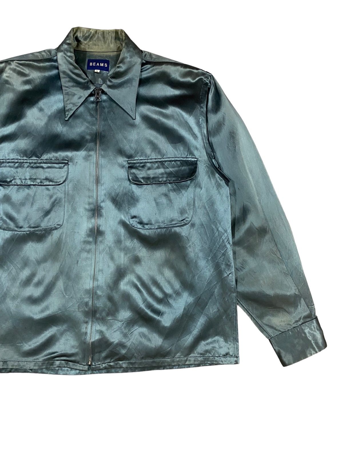 Beams Plus × Vintage Vtg🔥Beams Satin Metalic Green Rockabilly Style Jacket Size US M / EU 48-50 / 2 - 6 Thumbnail
