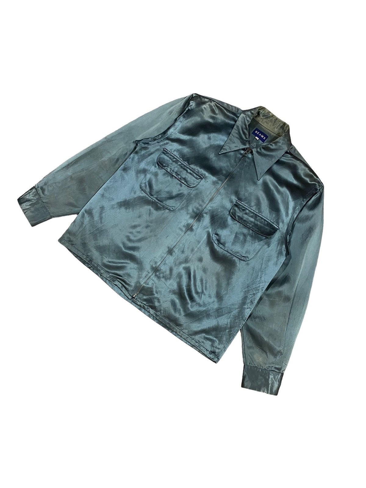 Beams Plus × Vintage Vtg🔥Beams Satin Metalic Green Rockabilly Style Jacket Size US M / EU 48-50 / 2 - 8 Thumbnail