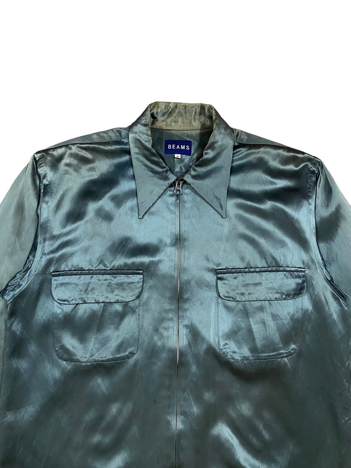 Beams Plus × Vintage Vtg🔥Beams Satin Metalic Green Rockabilly Style Jacket Size US M / EU 48-50 / 2 - 4 Thumbnail
