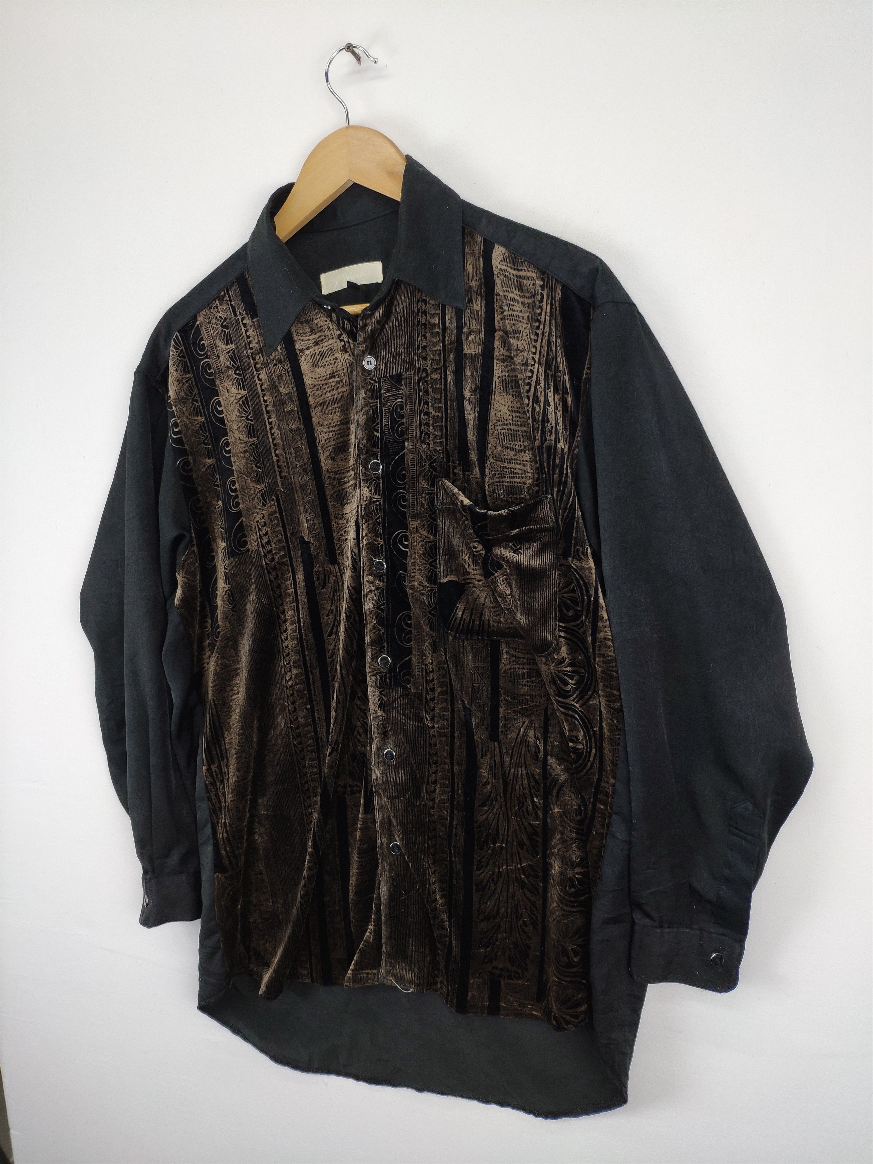 Japanese Brand × Velvet × Vintage Vintage Button Up Shirt Velvet Abstract Art Size M / US 6-8 / IT 42-44 - 5 Thumbnail