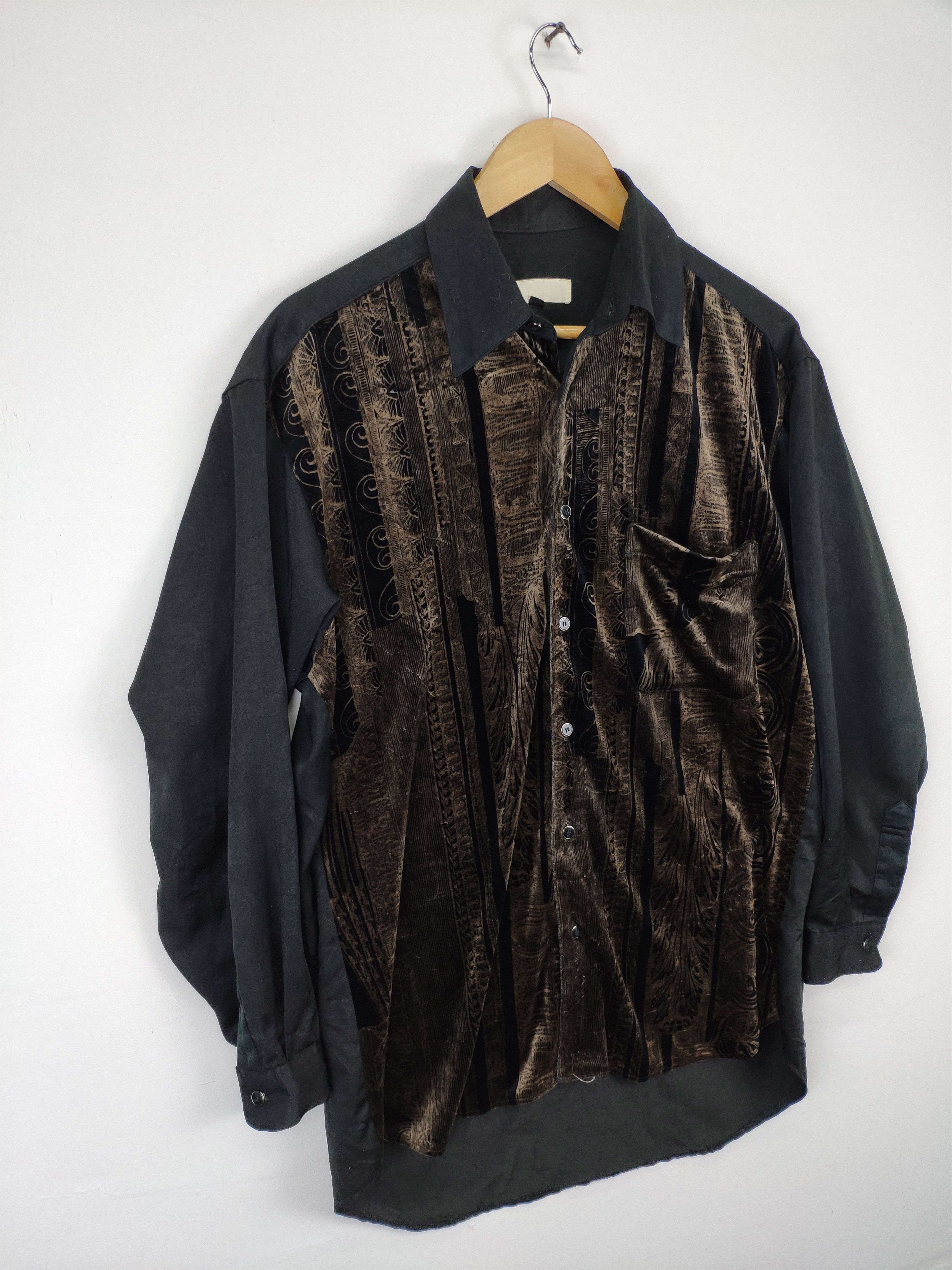 Japanese Brand × Velvet × Vintage Vintage Button Up Shirt Velvet Abstract Art Size M / US 6-8 / IT 42-44 - 6 Thumbnail